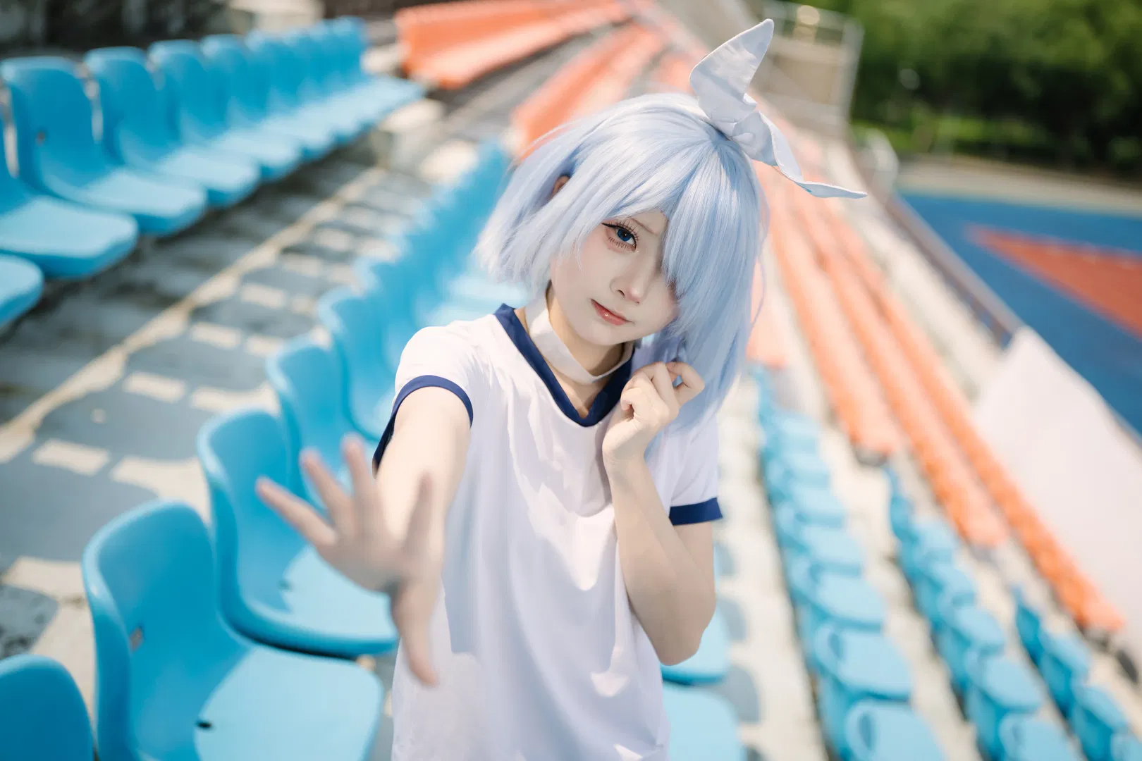 【阿罗娜cos】体育场的蓝白夏日，体操服日常记录 - 第 8 张