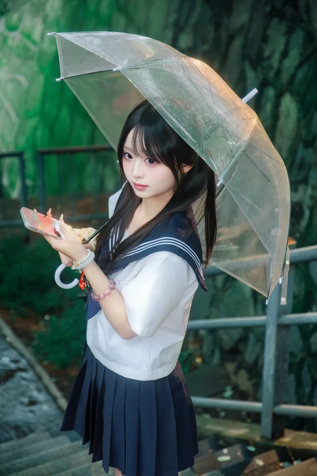 雨后台阶上的水手服JK少女写真 - 第 4 张