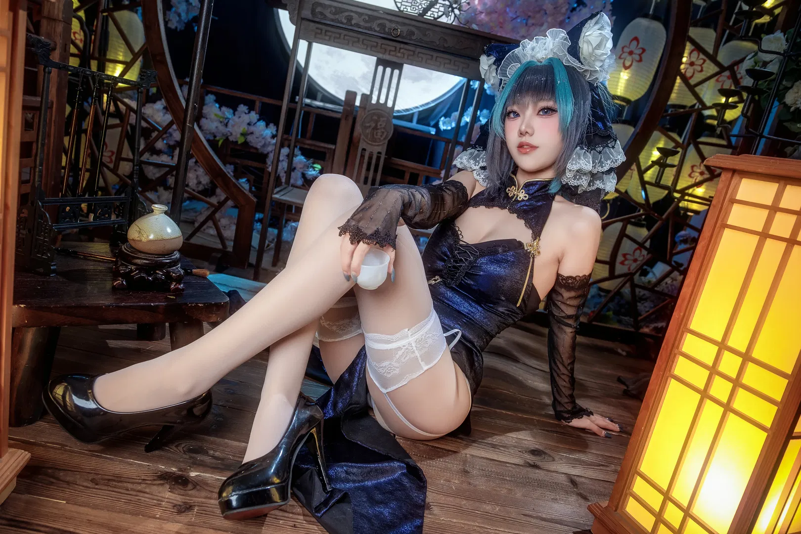 【柴郡cos】碧蓝航线柴郡猫的月下旗袍夜 - 第 2 张
