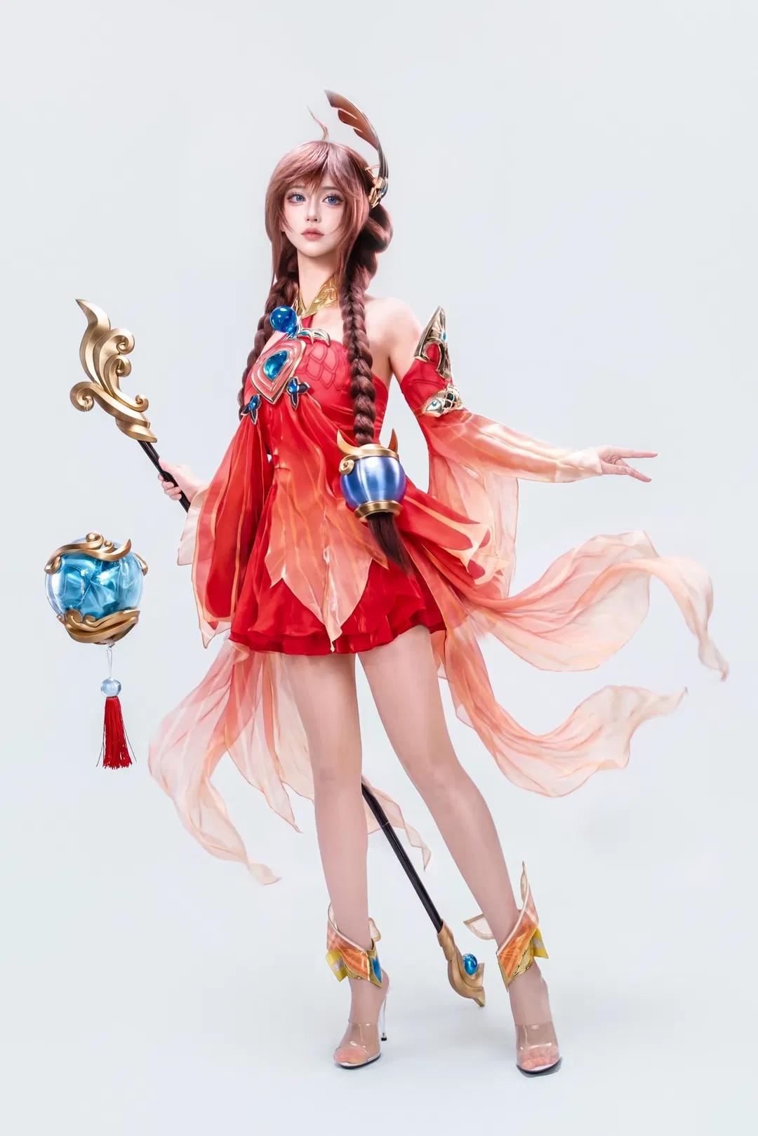 【大喬cos】化身王者榮耀的御姐，紅裙法杖寫真 - 第 3 張
