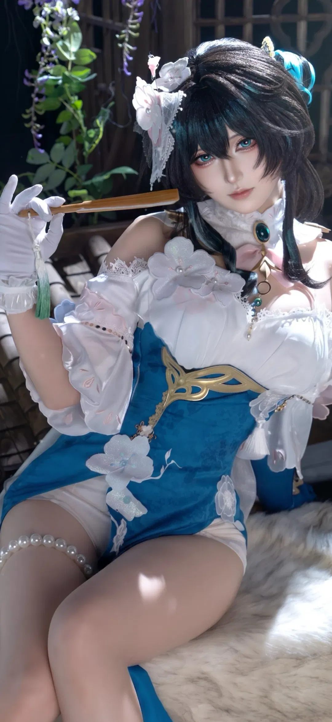 【阮梅cos】崩坏星穹铁道里的清冷天才，蓝白与折扇的碰撞 - 第 1 张