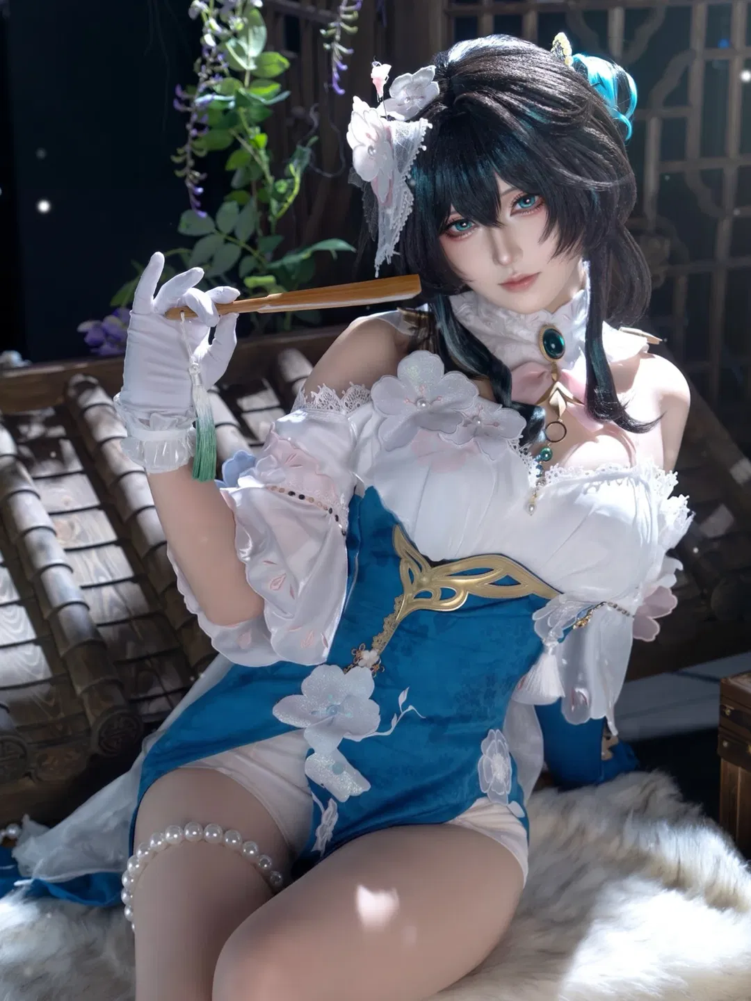 【阮梅cos】崩坏星穹铁道里的清冷天才，蓝白与折扇的碰撞 - 第 2 张