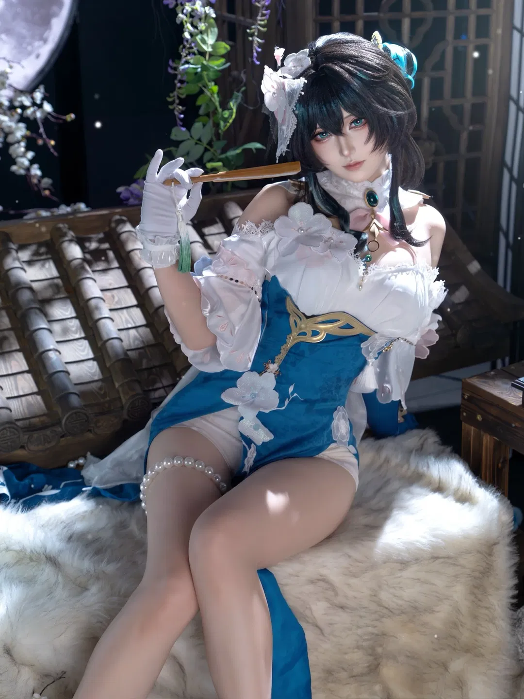 【阮梅cos】崩坏星穹铁道里的清冷天才，蓝白与折扇的碰撞 - 第 3 张
