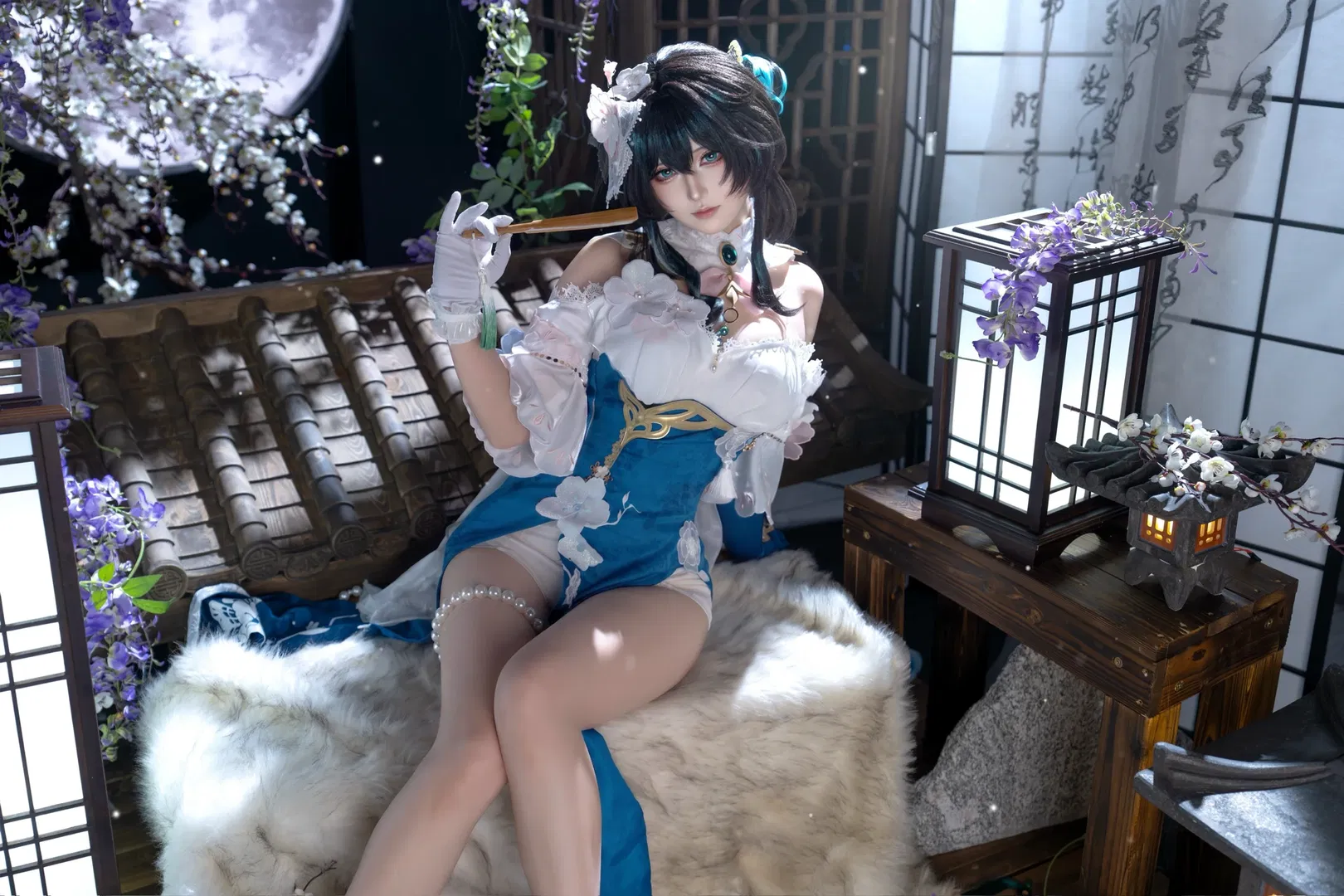 【阮梅cos】崩坏星穹铁道里的清冷天才，蓝白与折扇的碰撞 - 第 6 张