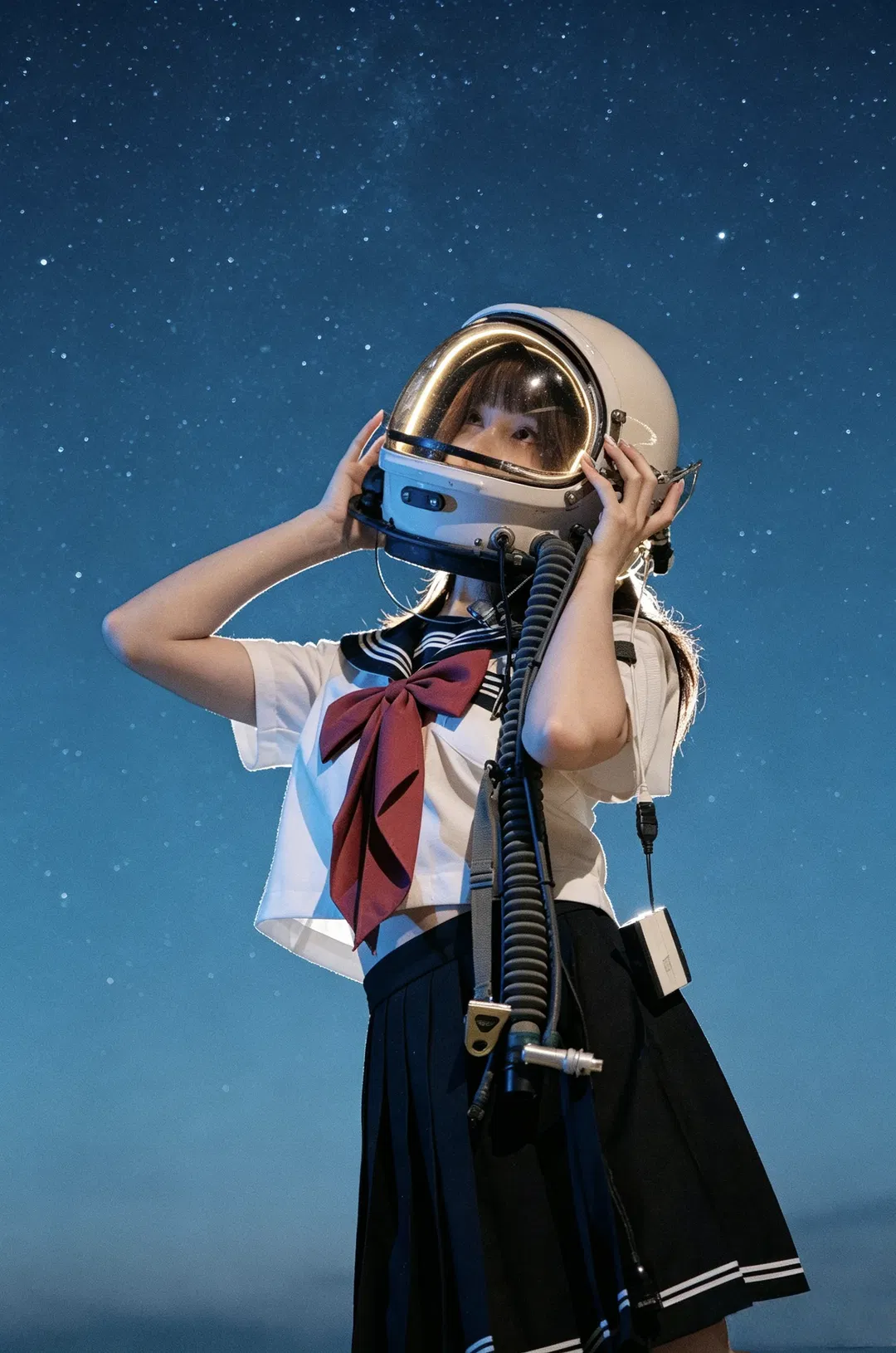 JK制服与宇航员头盔，星空下的少女太空梦 - 第 2 张