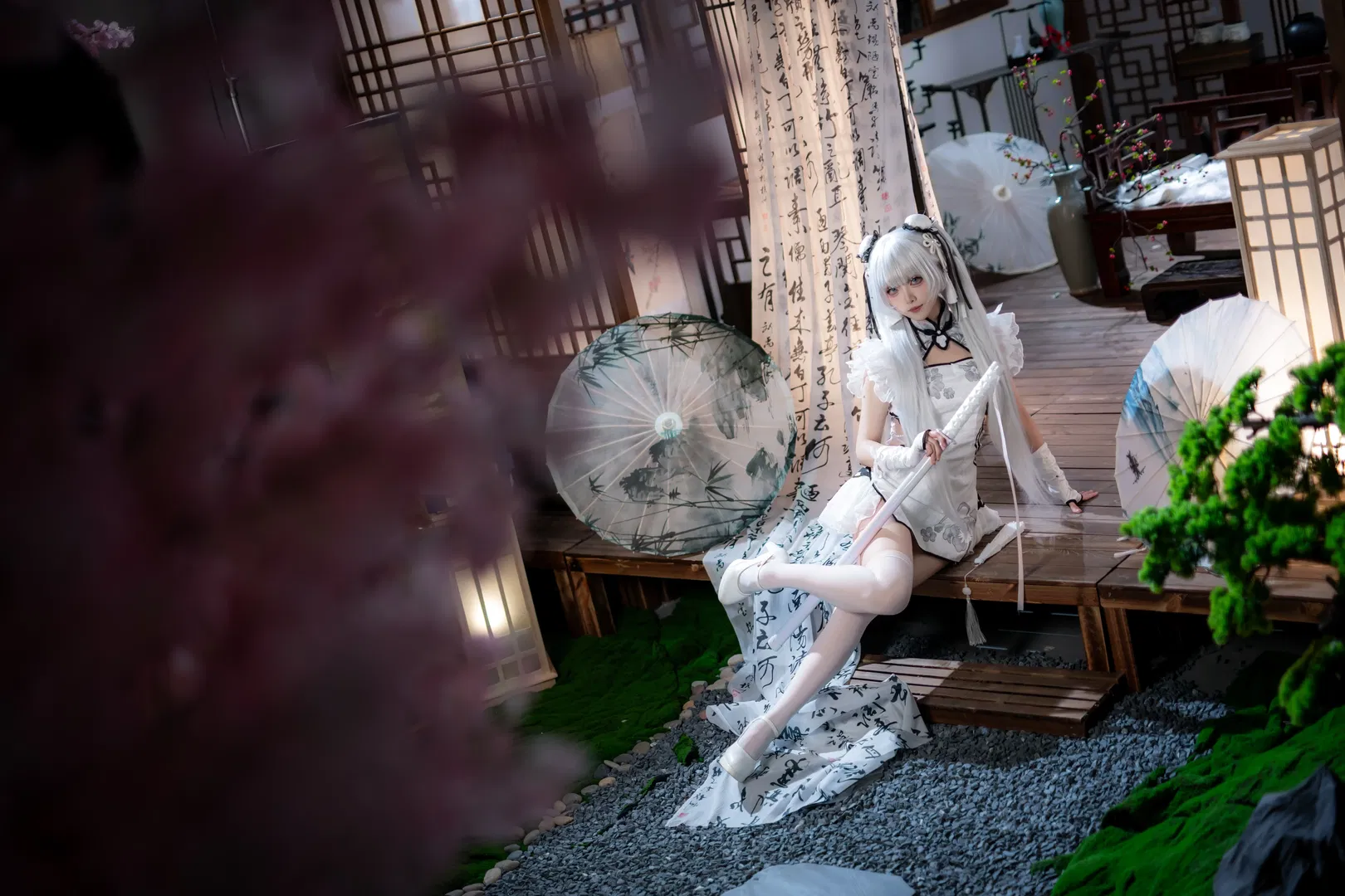 【殷紫萍cos】永劫无间玉髓冰心，水墨国风与白丝的碰撞 - 第 8 张