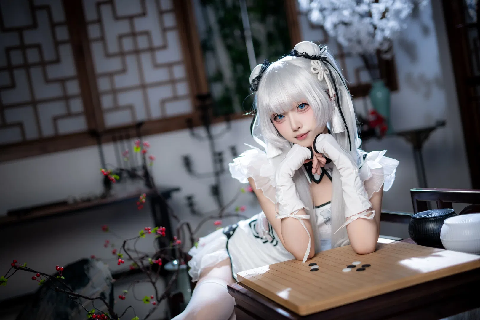 【殷紫萍cos】永劫无间玉髓冰心，水墨国风与白丝的碰撞 - 第 9 张