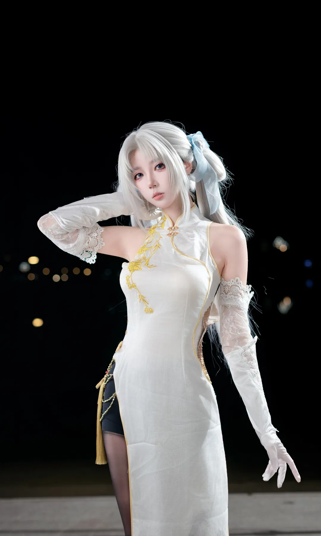 【顾清寒cos】永劫无间白旗袍漫展夜景返图 - 第 1 张