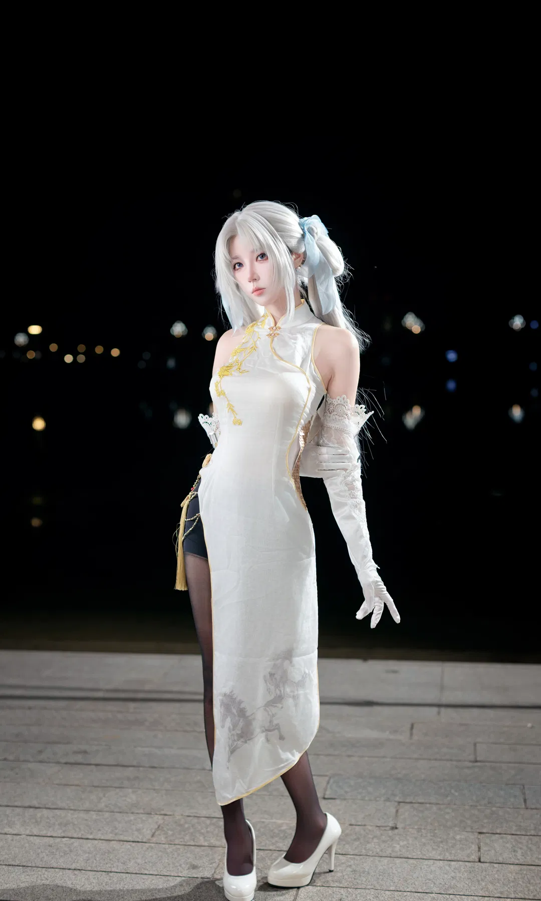 【顾清寒cos】永劫无间白旗袍漫展夜景返图 - 第 2 张