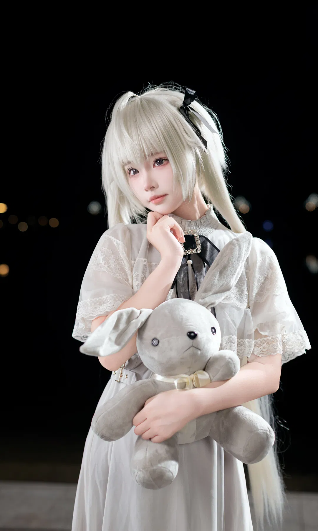【春日野穹cos】缘之空里的经典银发白裙造型