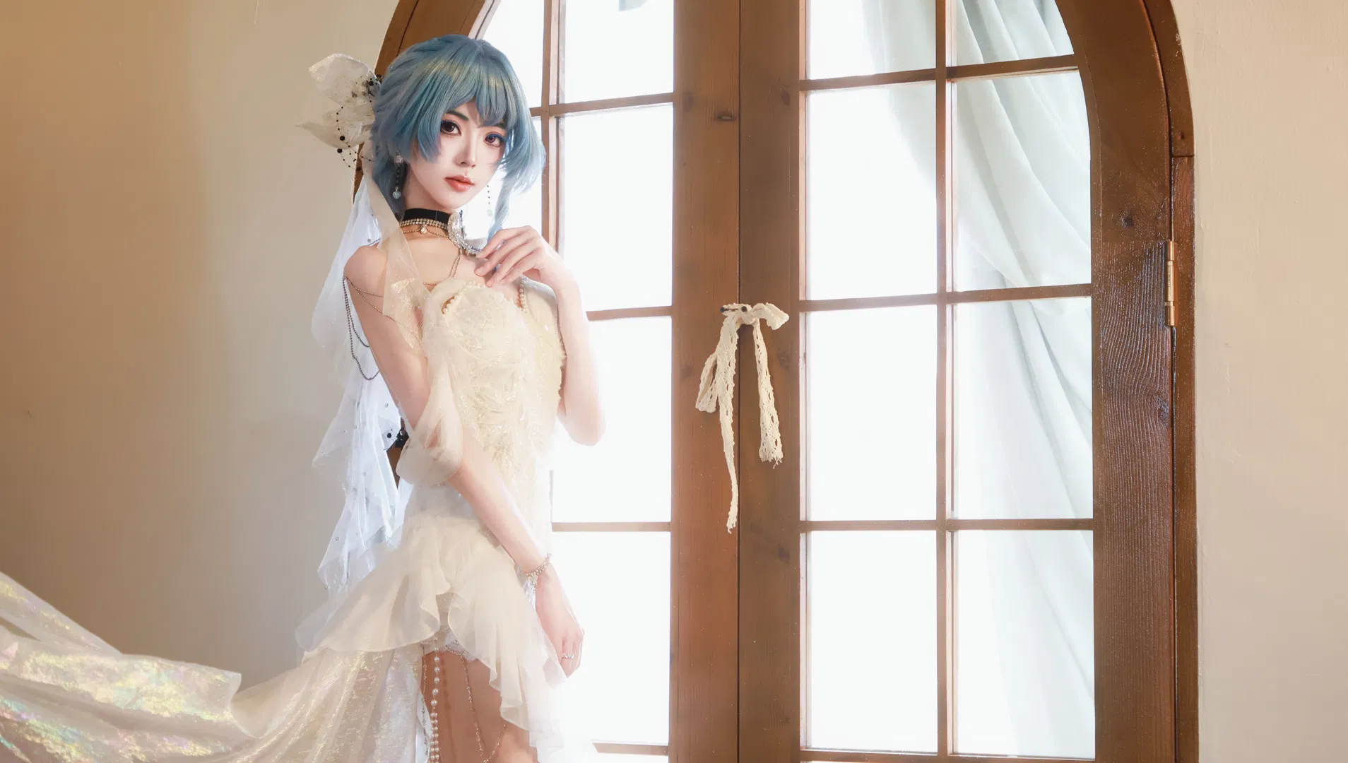【守岸人cos】鸣潮海岸的梦幻白纱 - 第 7 张