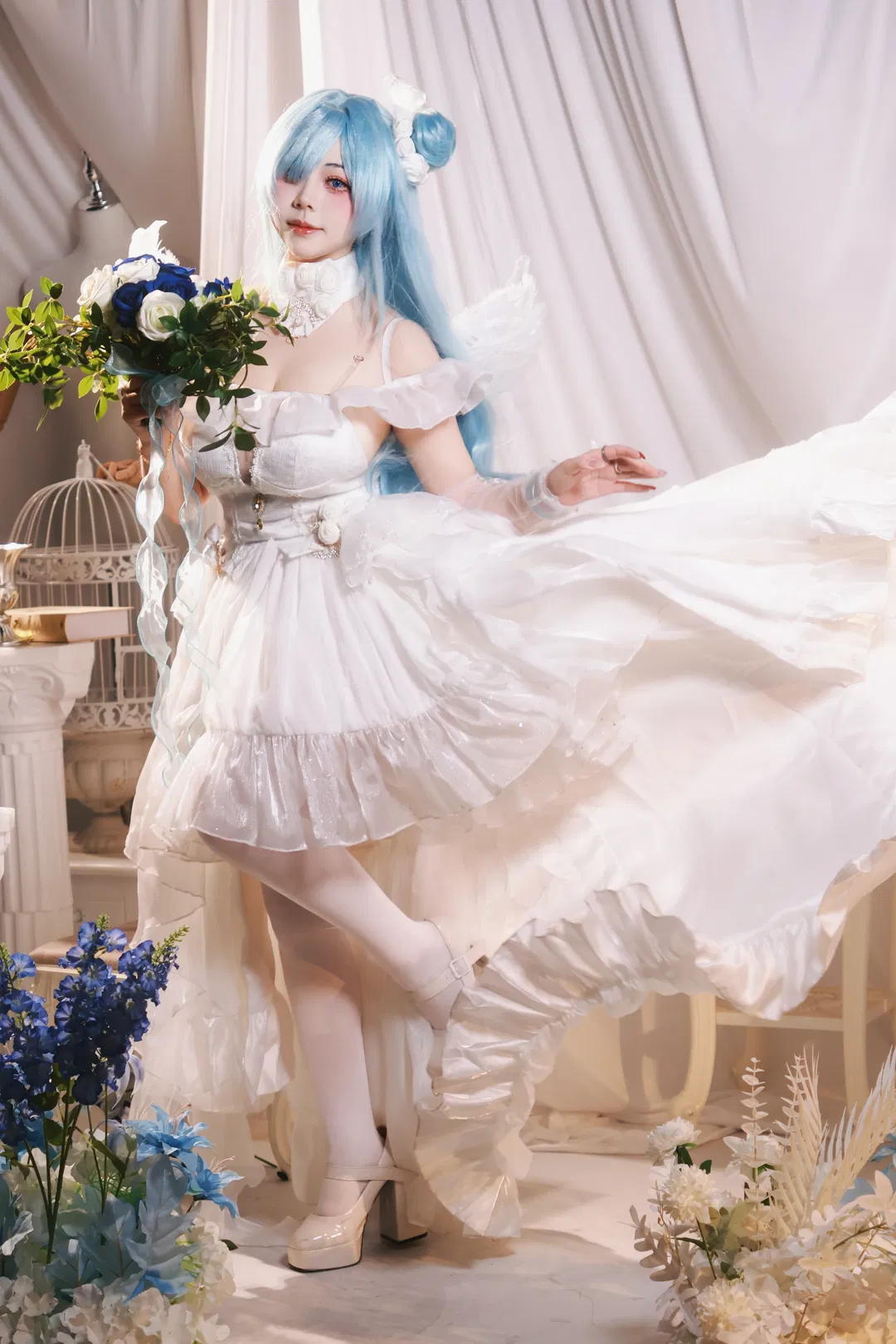 【雅努斯cos】碧蓝航线花嫁，蓝发白裙的梦幻演绎 - 第 2 张