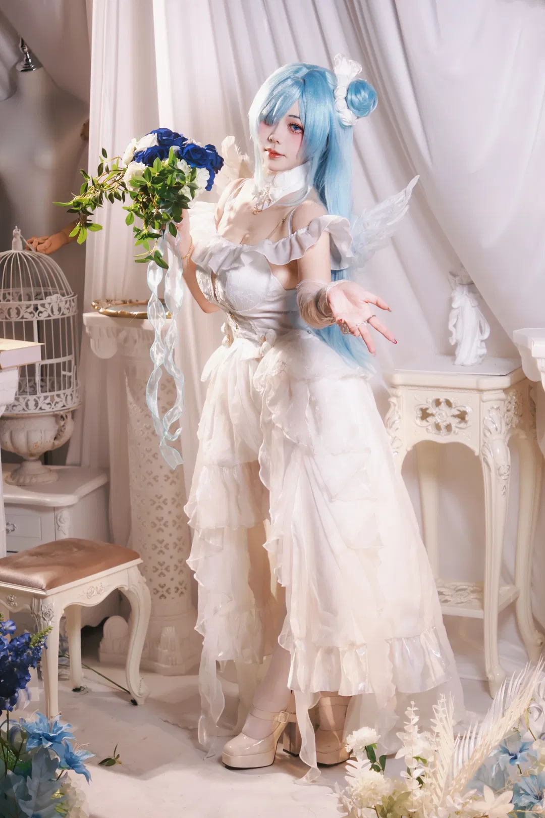 【雅努斯cos】碧蓝航线花嫁，蓝发白裙的梦幻演绎 - 第 4 张