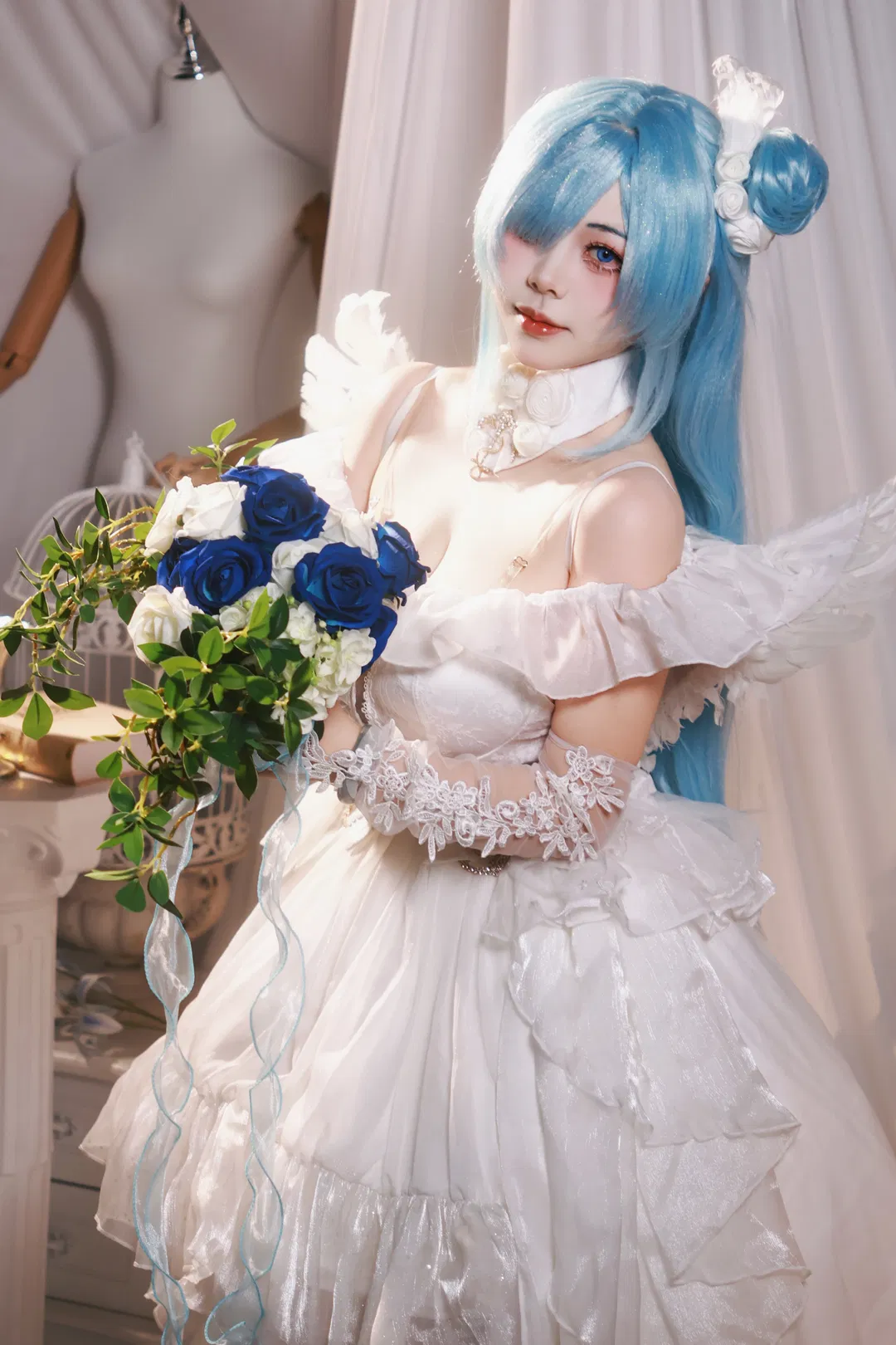 【雅努斯cos】碧蓝航线花嫁，蓝发白裙的梦幻演绎 - 第 8 张