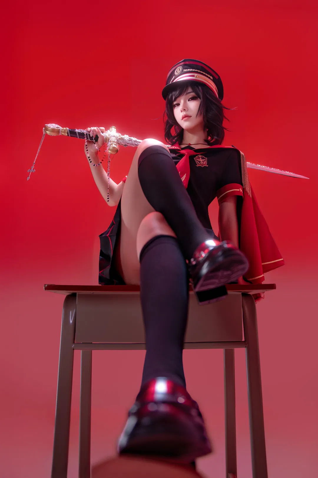 白棚光影下的少女暴君风JK制服cosplay - 第 2 张