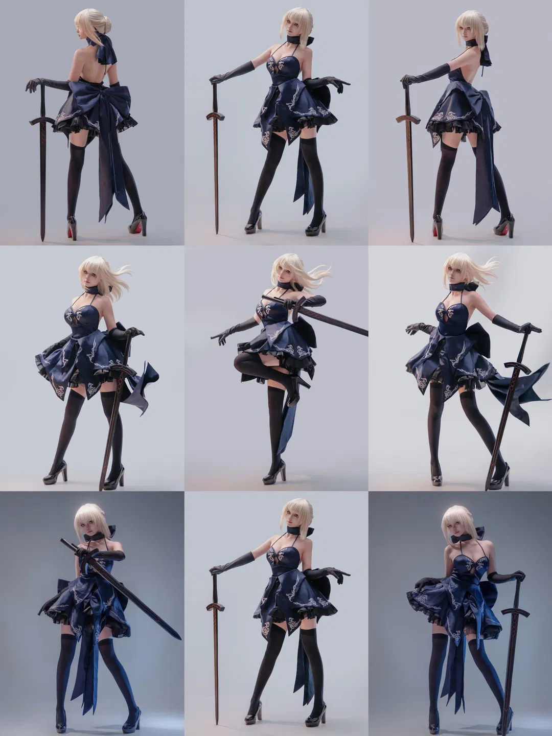 【Saber cos】来一点小小的二次元震撼，Saber站姿九宫格挑战 - 第 1 张