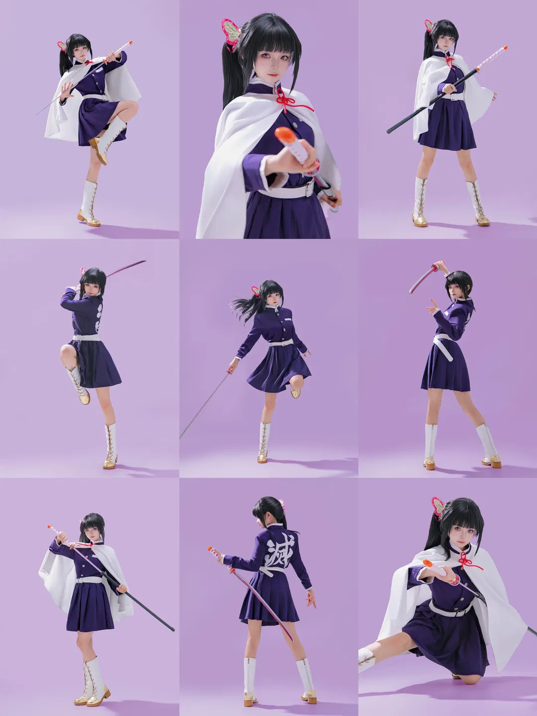 香奈乎cos 紫制服与白披风的动作参考 - 第 1 张