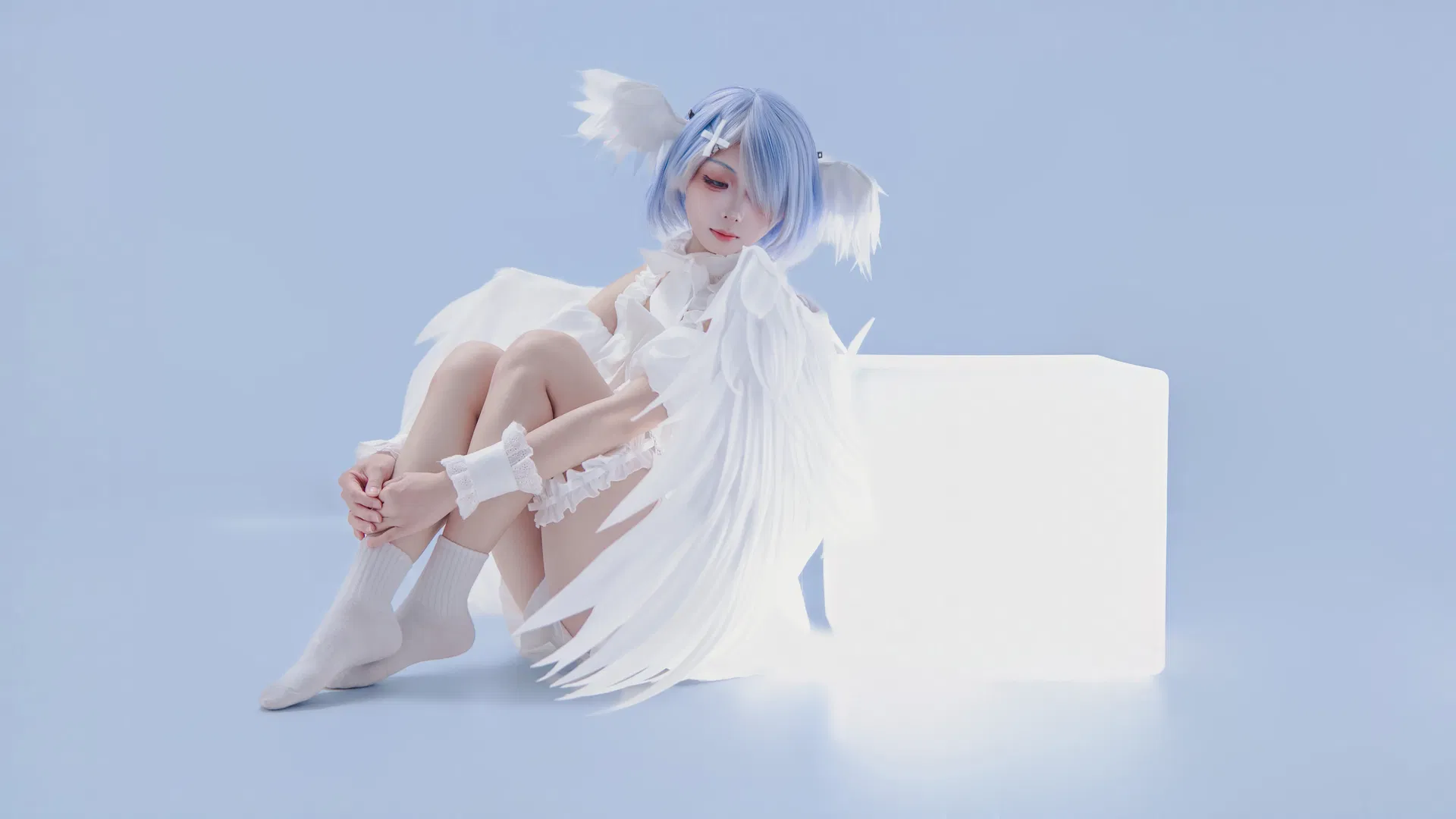 【蕾姆cos】天使蕾姆棚拍记录与拍照姿势分享 - 第 11 张