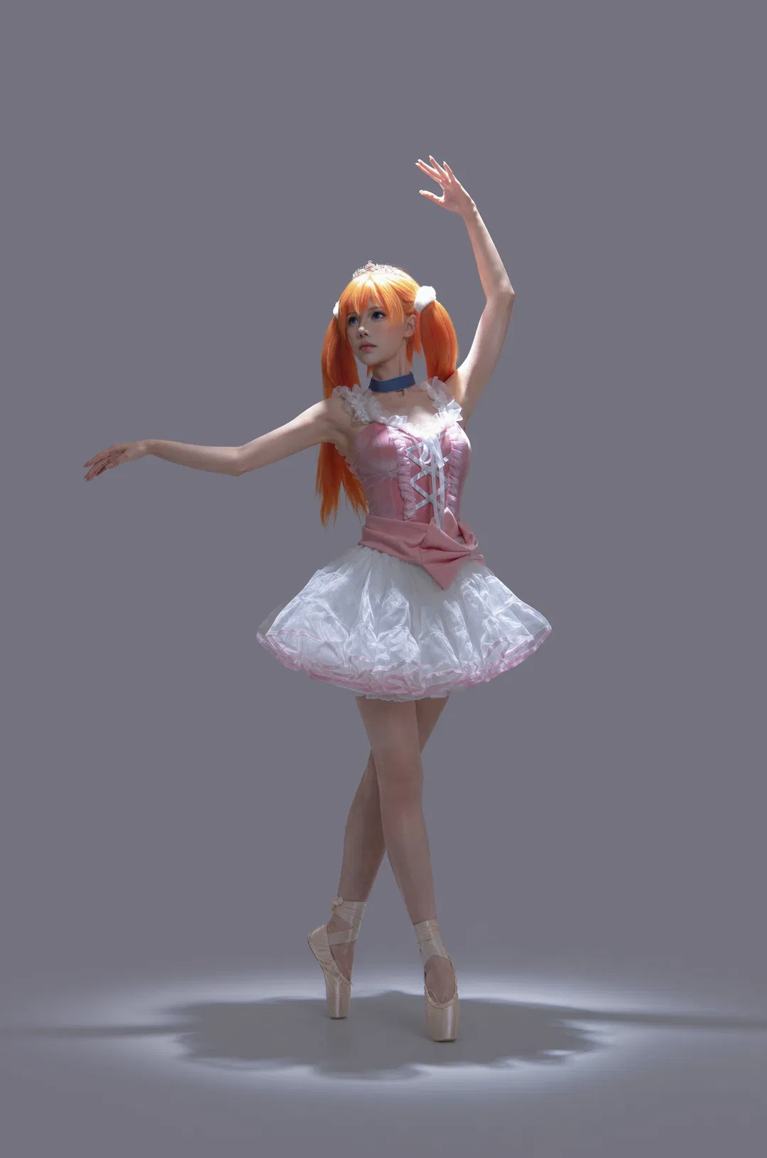【明日香cos】EVA明日香芭蕾造型，足尖上的粉白少女 - 第 1 张