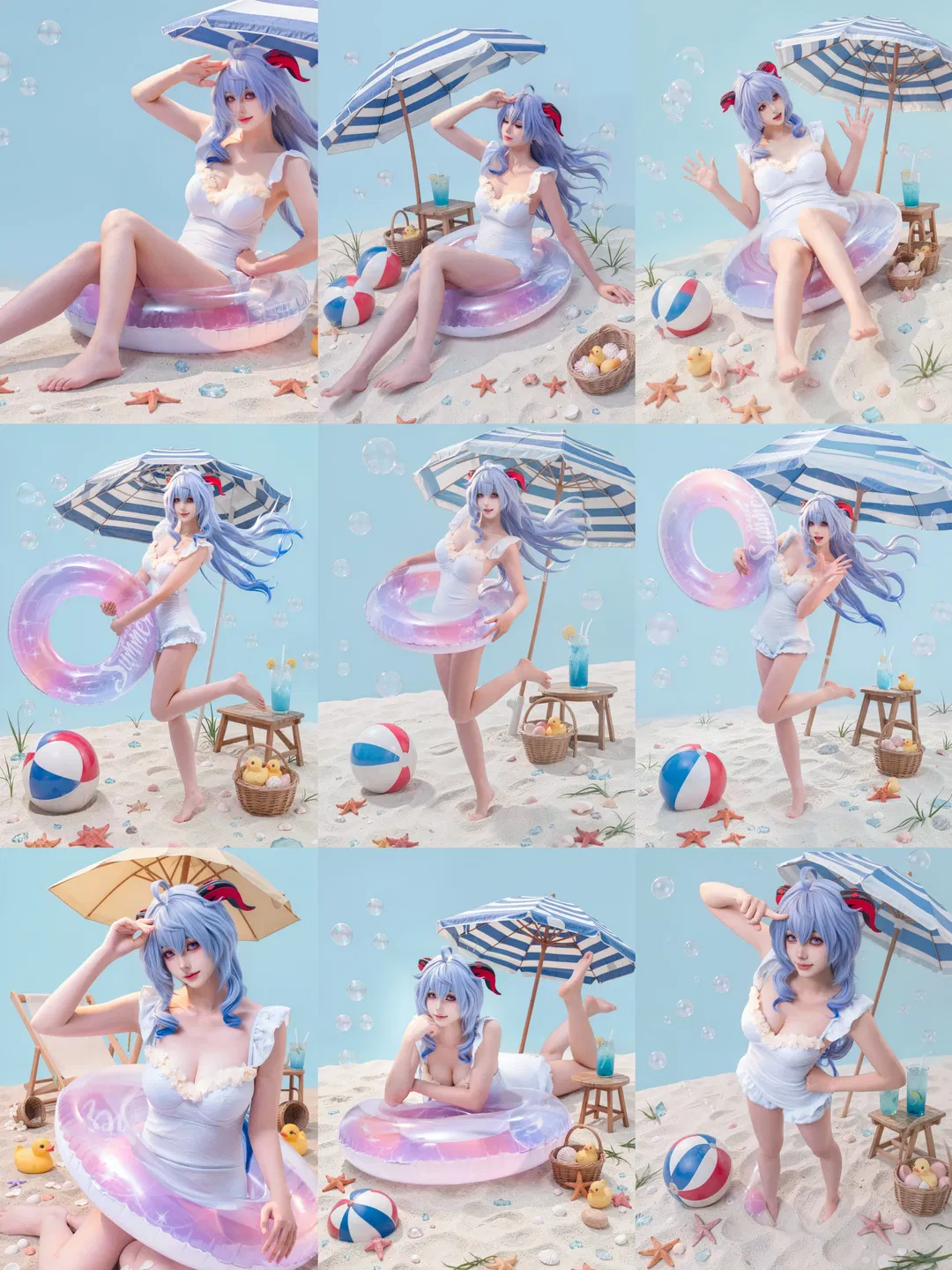 【甘雨cos】夏日沙滩泳装私设九宫格 - 第 1 张
