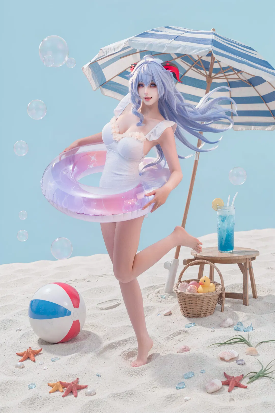 【甘雨cos】夏日沙滩泳装私设九宫格 - 第 2 张