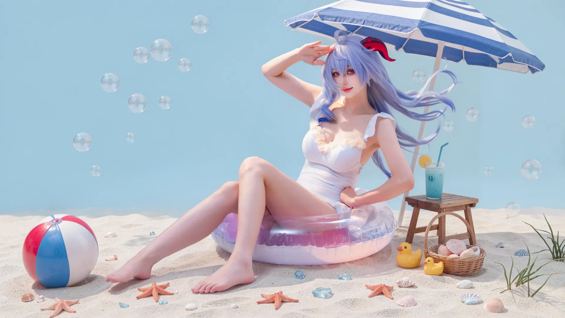 【甘雨cos】夏日沙滩泳装私设九宫格 - 第 5 张