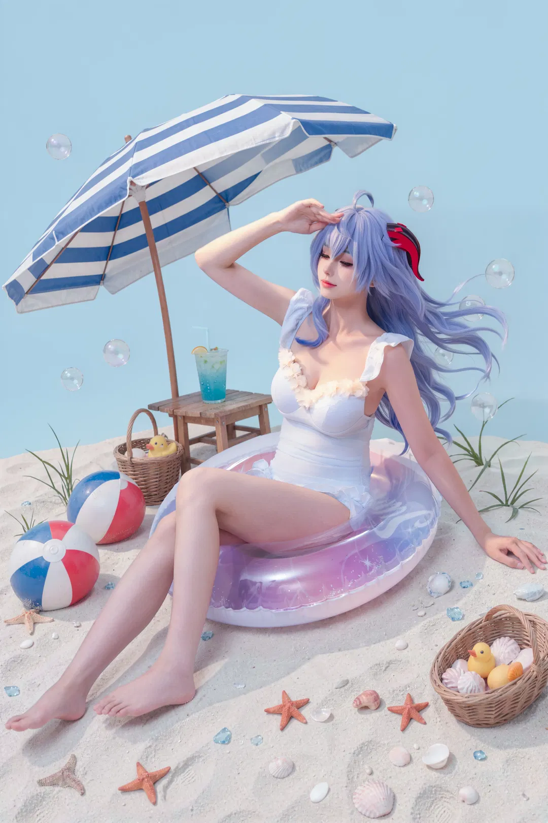 【甘雨cos】夏日沙滩泳装私设九宫格 - 第 7 张