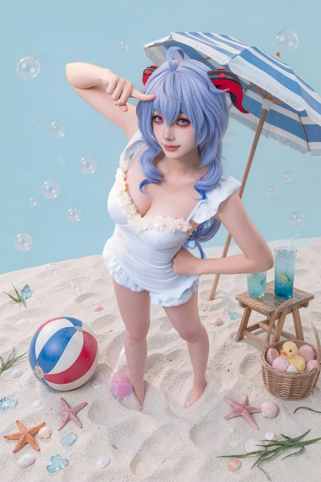 【甘雨cos】夏日沙滩泳装私设九宫格 - 第 8 张