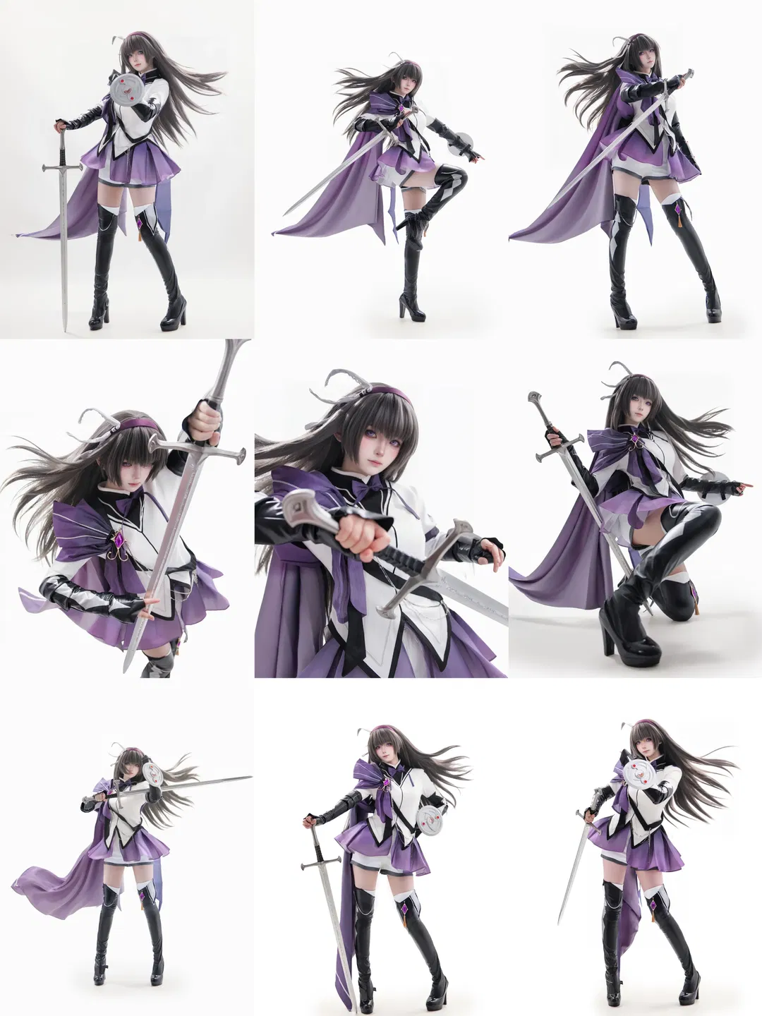 【晓美焰cos】魔法少女小圆骑士服九宫格拍照分享 - 第 1 张