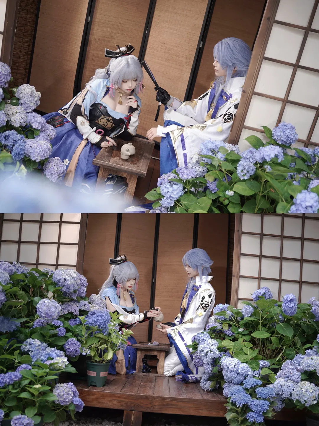 【神里绫华cos】原神神里兄妹的绣球花之约 - 第 1 张