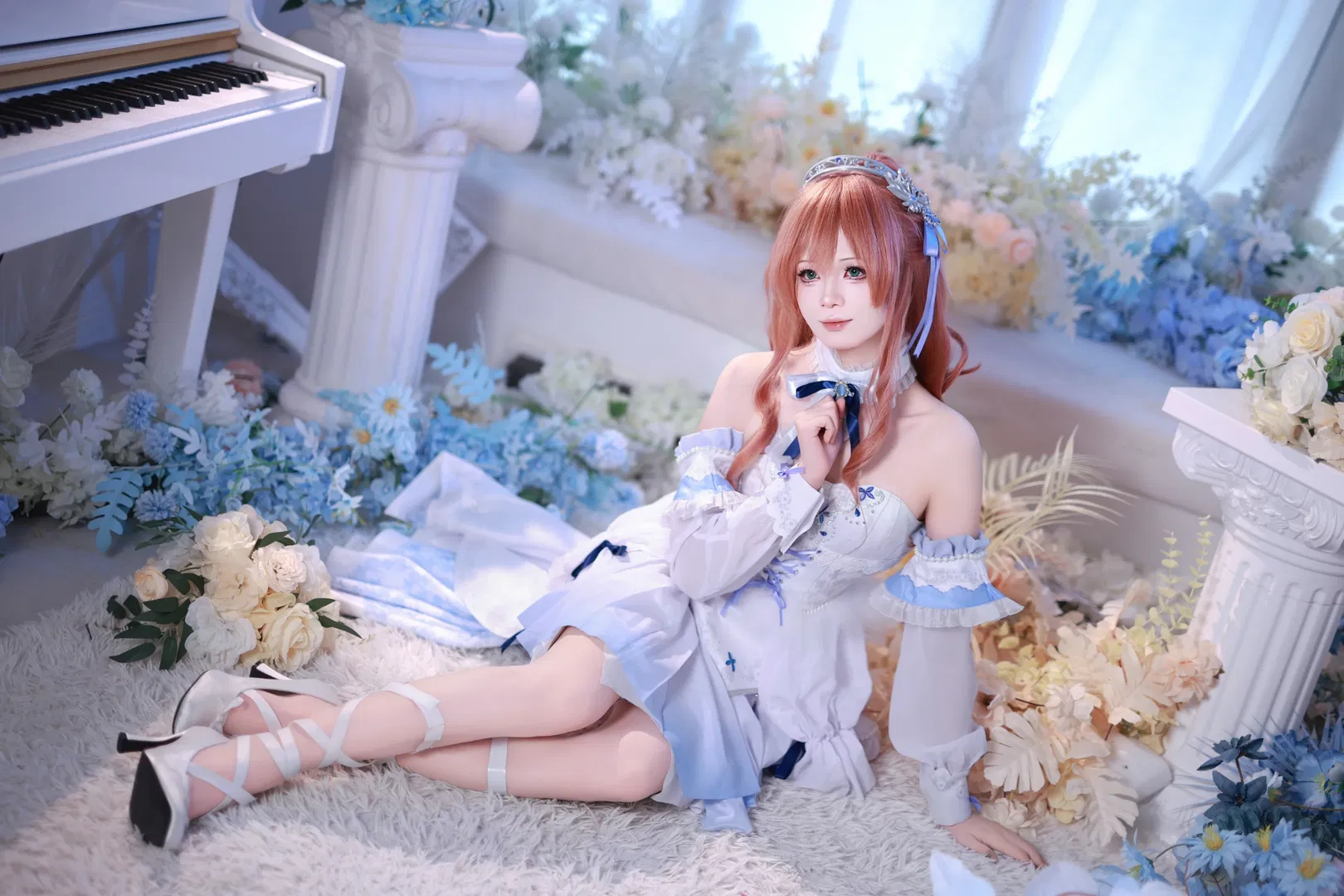 【今井丽莎cos】BanG Dream! 礎の花冠 白蓝婚纱风造型分享 - 第 11 张