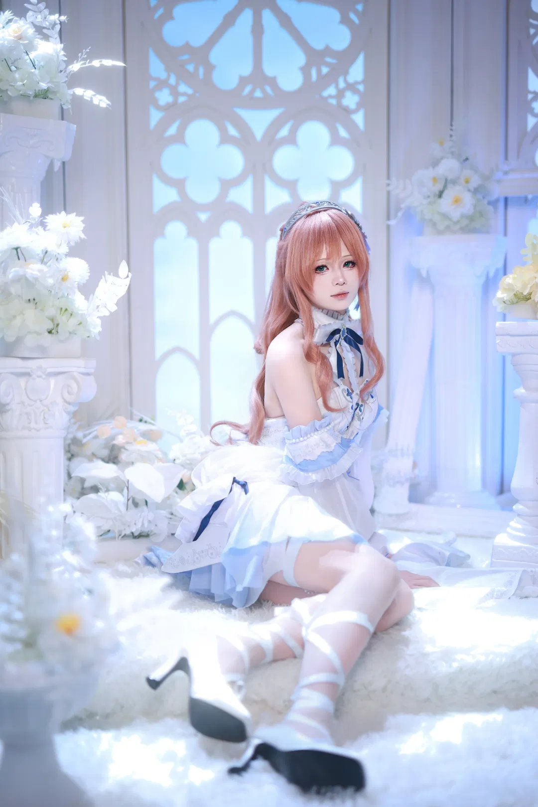 【今井丽莎cos】BanG Dream! 礎の花冠 白蓝婚纱风造型分享 - 第 5 张