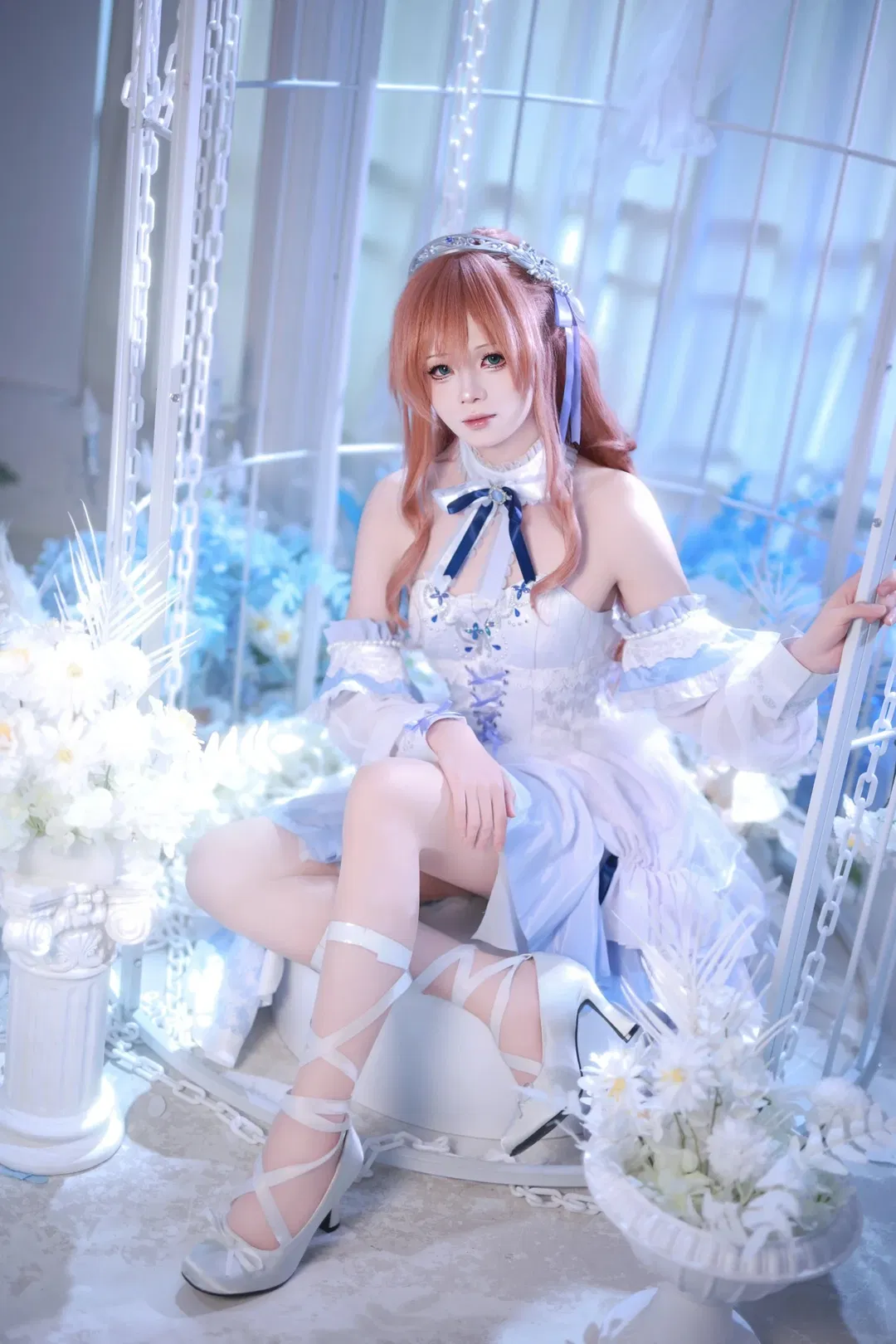【今井丽莎cos】BanG Dream! 礎の花冠 白蓝婚纱风造型分享 - 第 6 张