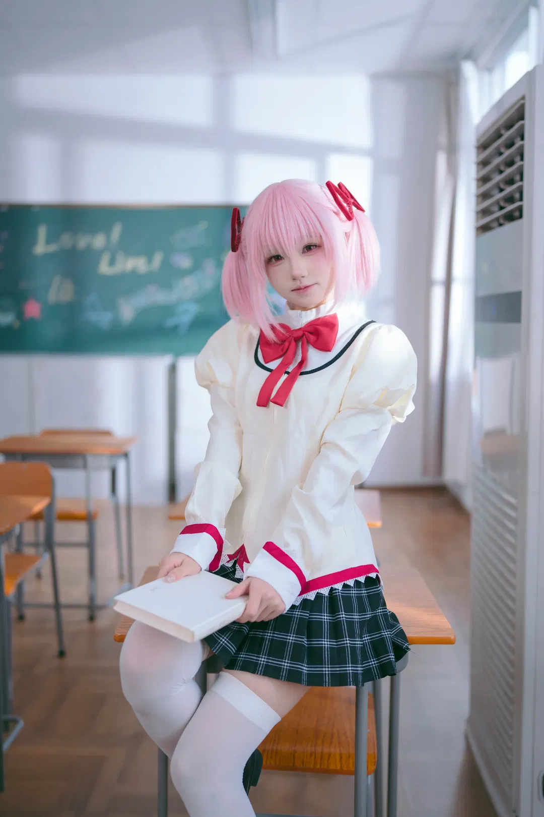【鹿目圆cos】魔法少女小圆，在校园里把二次元变成现实 - 第 2 张