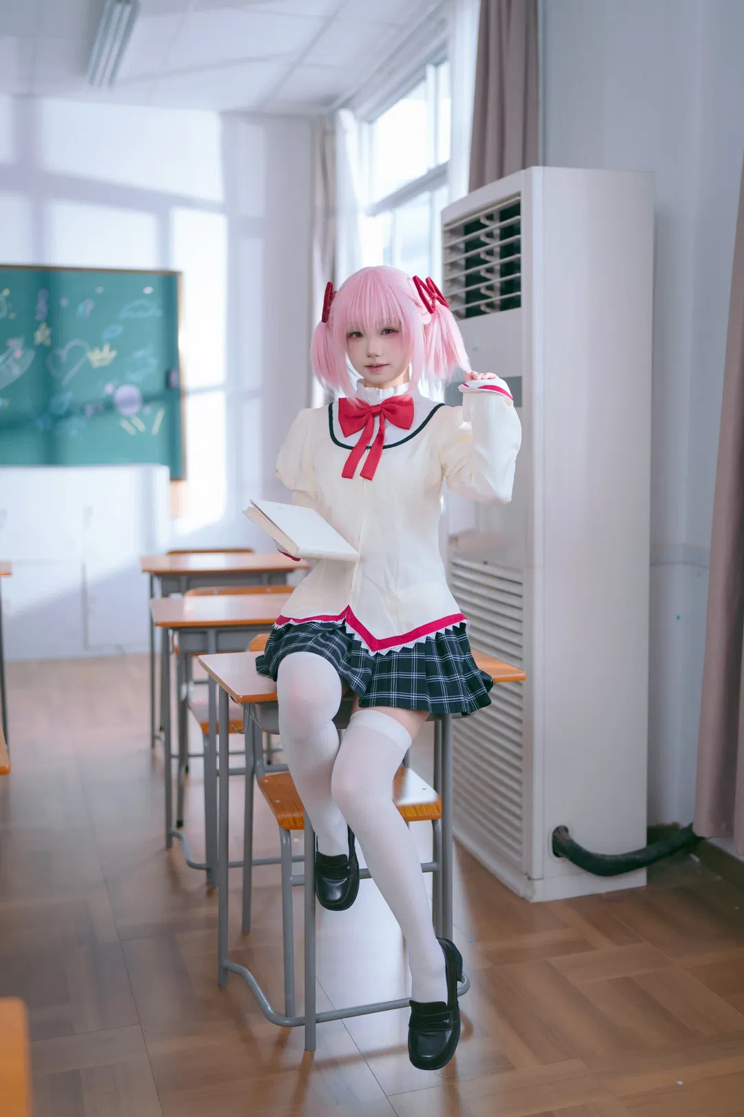 【鹿目圆cos】魔法少女小圆，在校园里把二次元变成现实 - 第 3 张