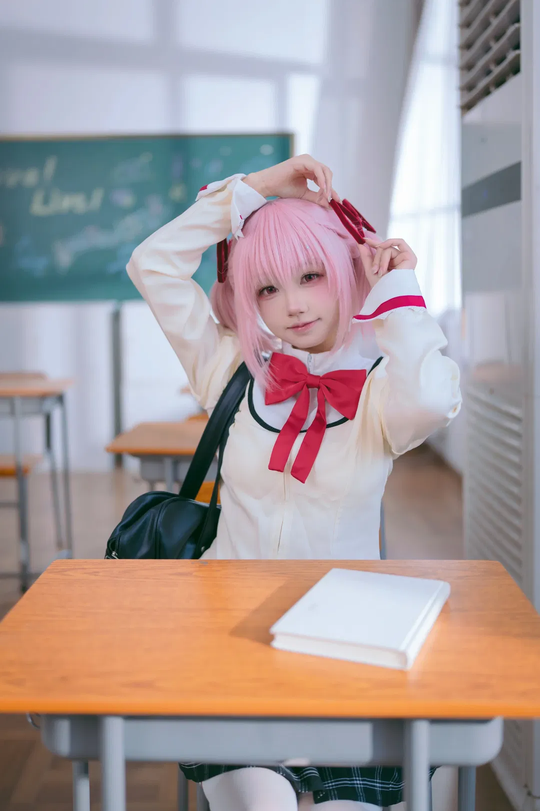 【鹿目圆cos】魔法少女小圆，在校园里把二次元变成现实 - 第 6 张