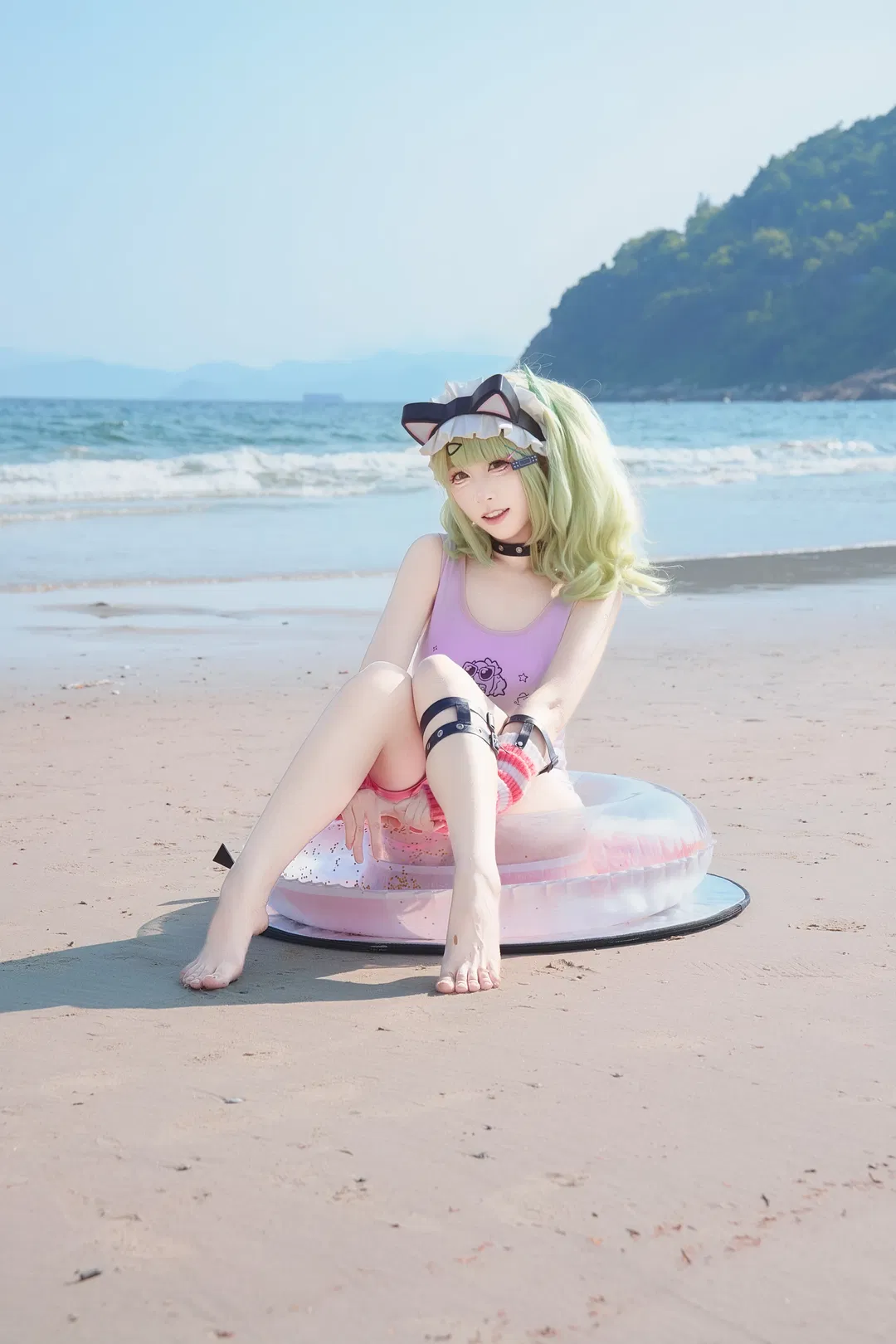 【千夏cos】海边泳装与可爱猫耳的夏日碰撞 - 第 2 张
