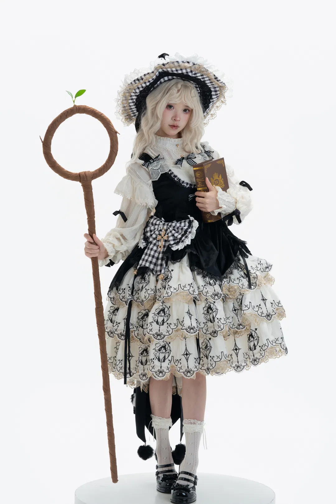 黑白格纹魔女Lolita，白棚人宠写真拍摄记录 - 第 2 张