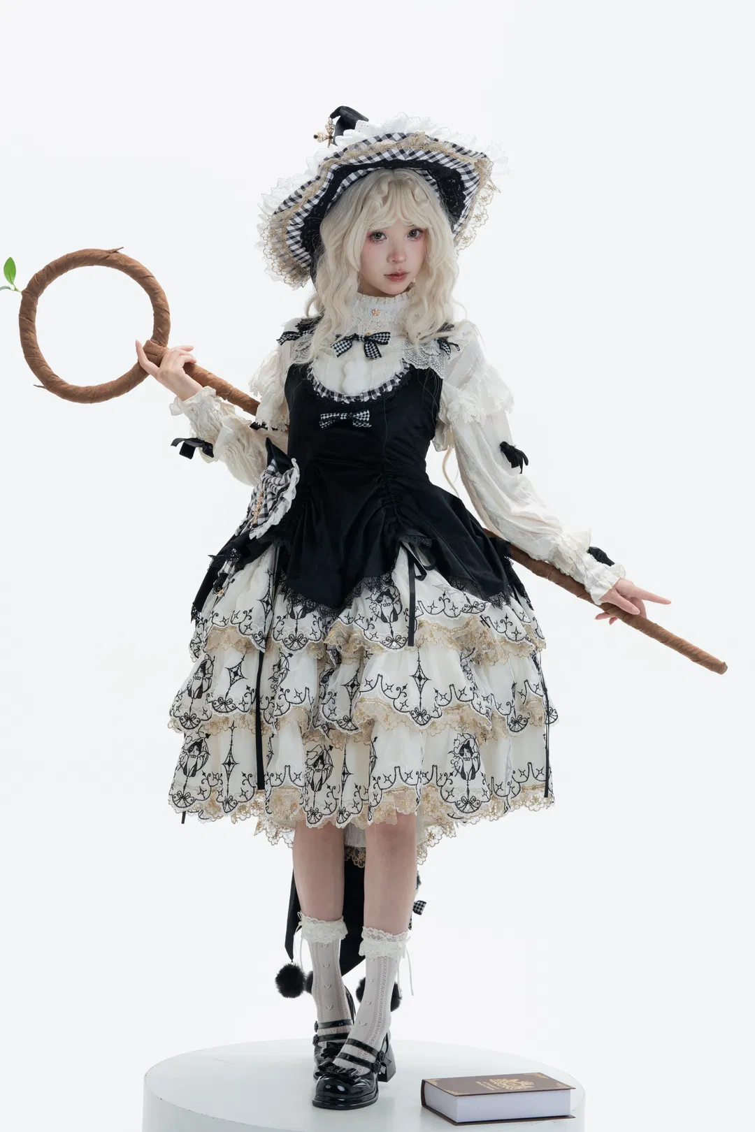 黑白格纹魔女Lolita，白棚人宠写真拍摄记录 - 第 3 张