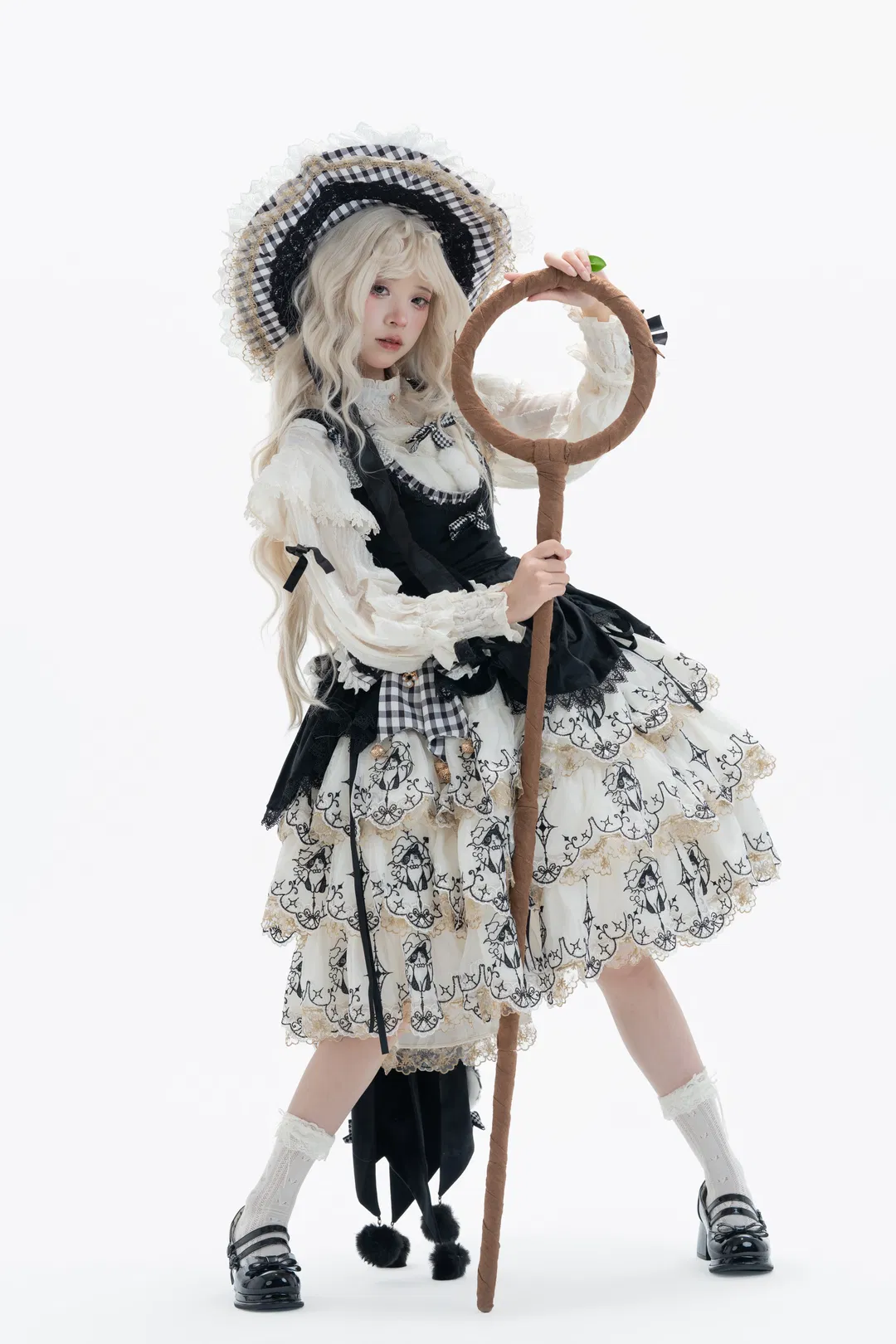 黑白格纹魔女Lolita，白棚人宠写真拍摄记录 - 第 4 张