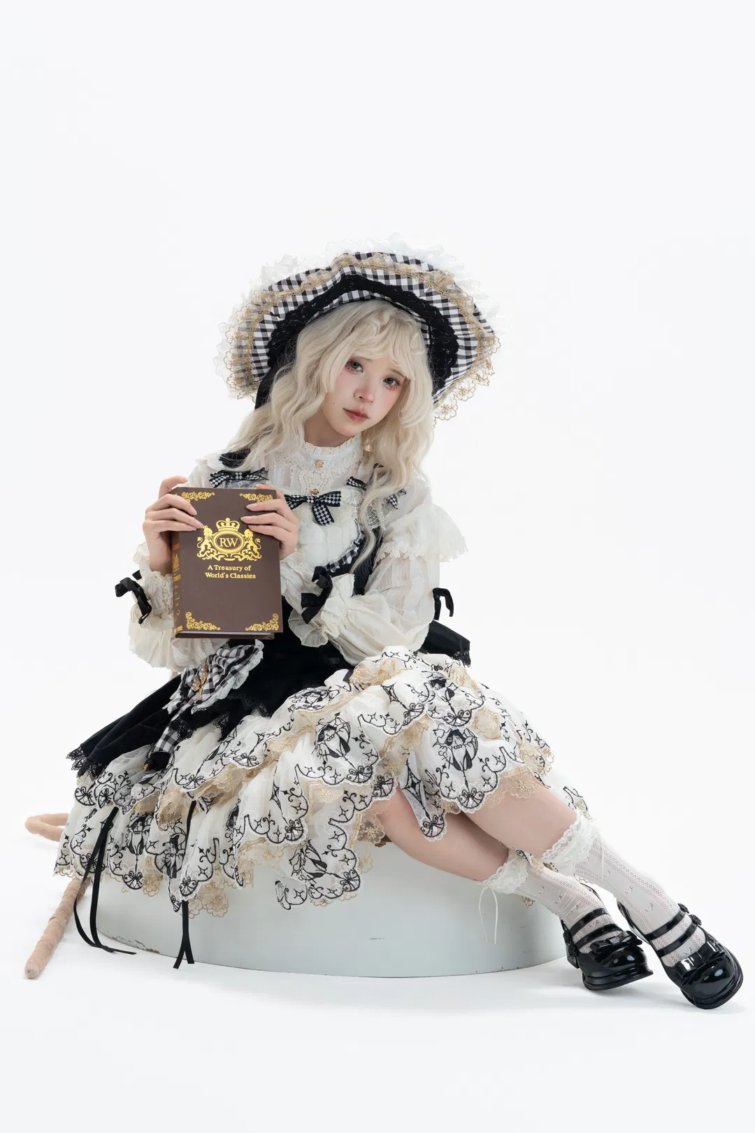 黑白格纹魔女Lolita，白棚人宠写真拍摄记录 - 第 5 张
