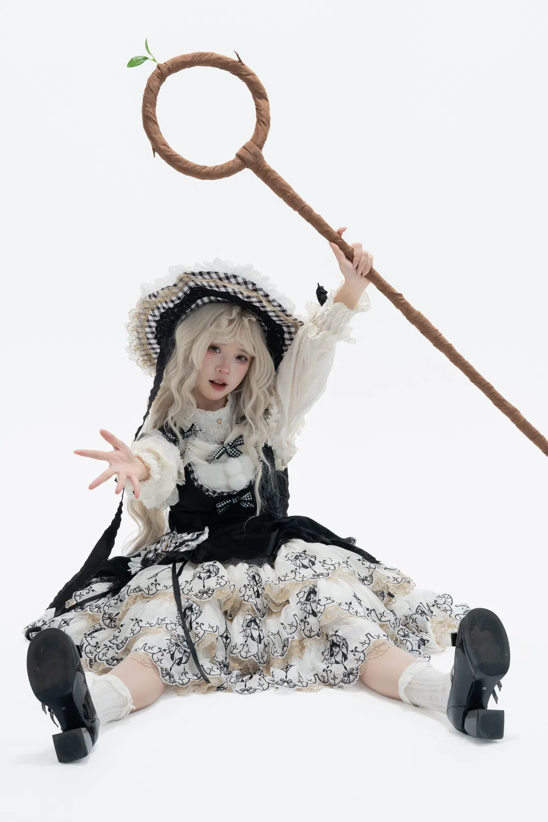 黑白格纹魔女Lolita，白棚人宠写真拍摄记录 - 第 7 张