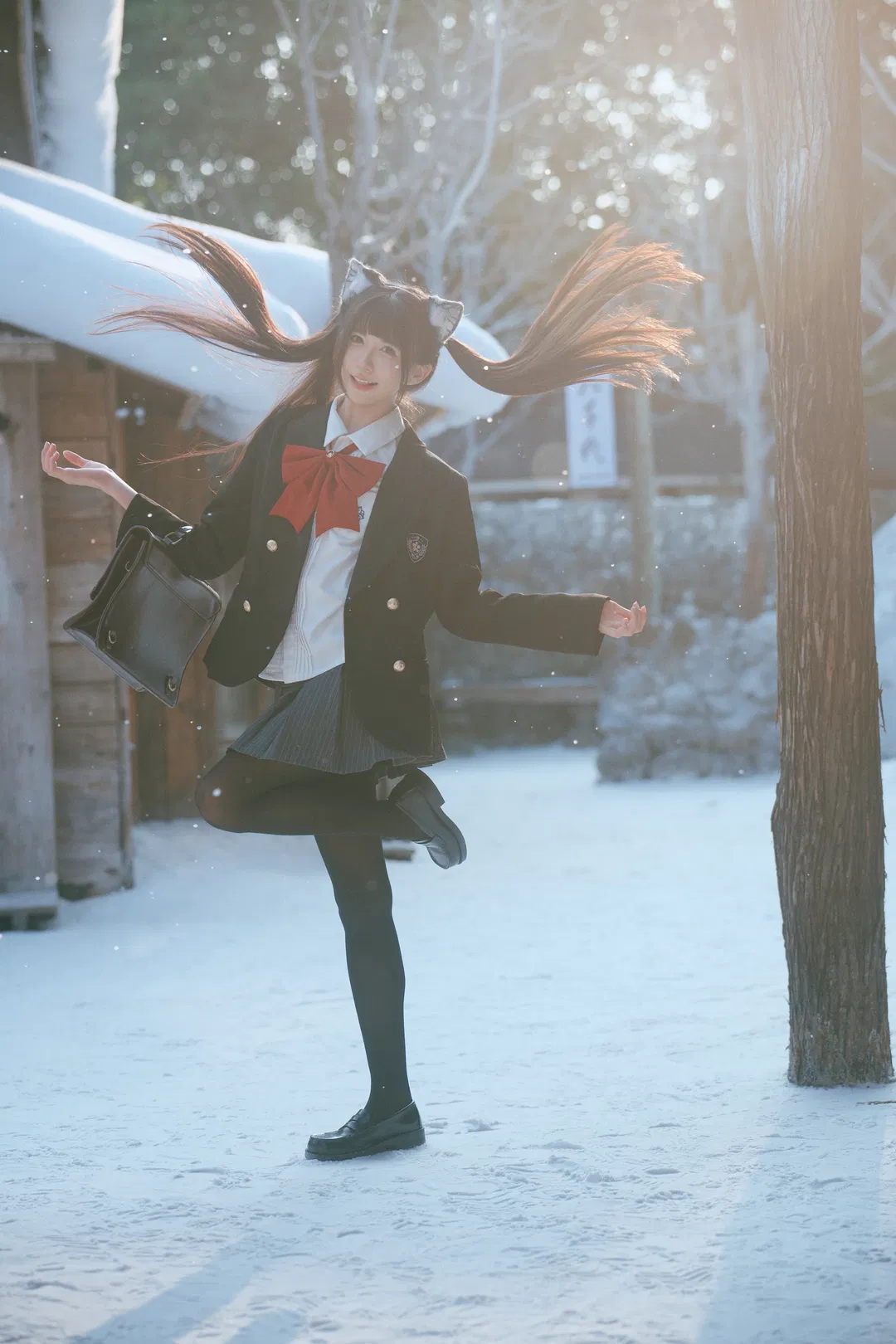 雪国JK制服写真，初雪的氛围感拉满 - 第 9 张