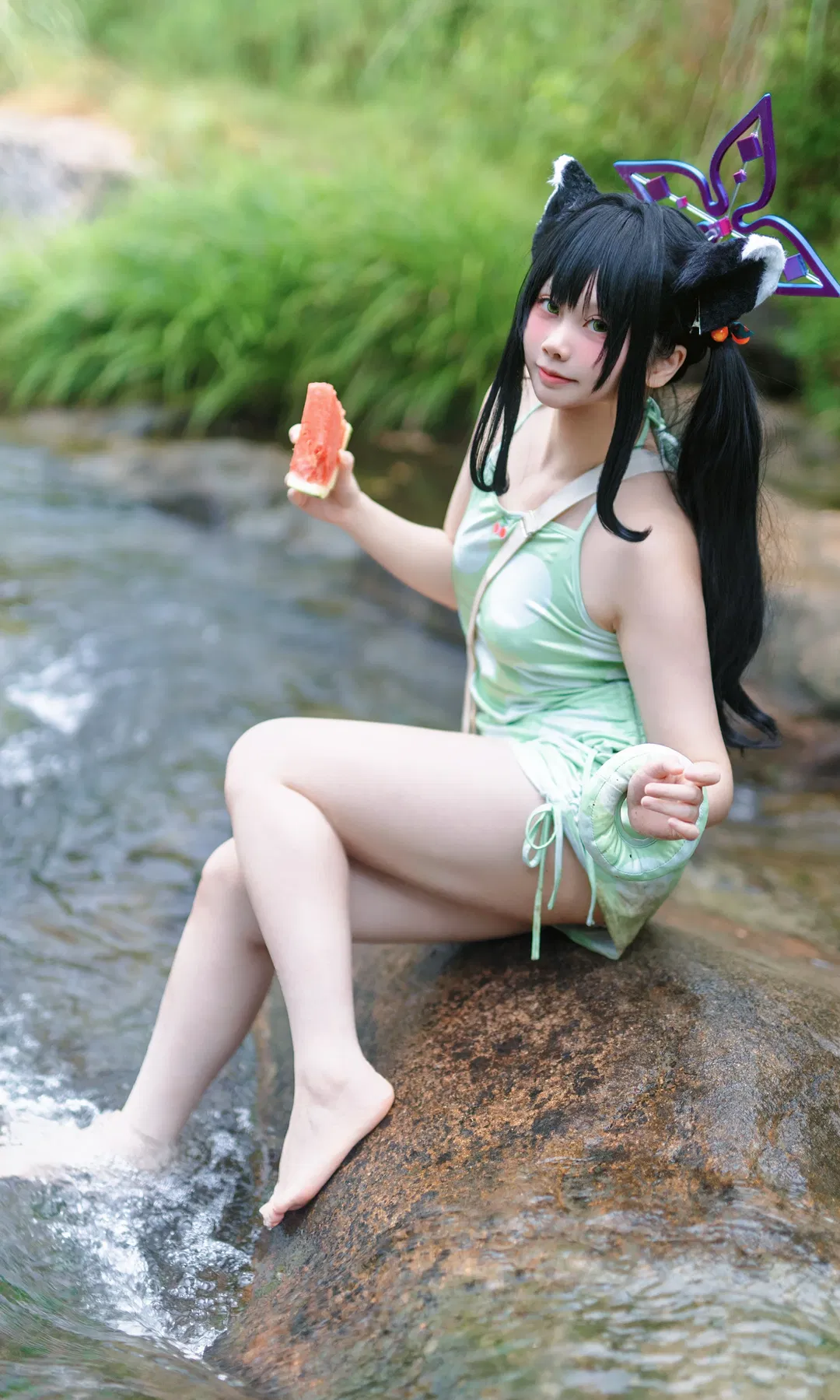 【春原瞬cos】迟到的夏日碎片，来溪边吃西瓜啦 - 第 1 张