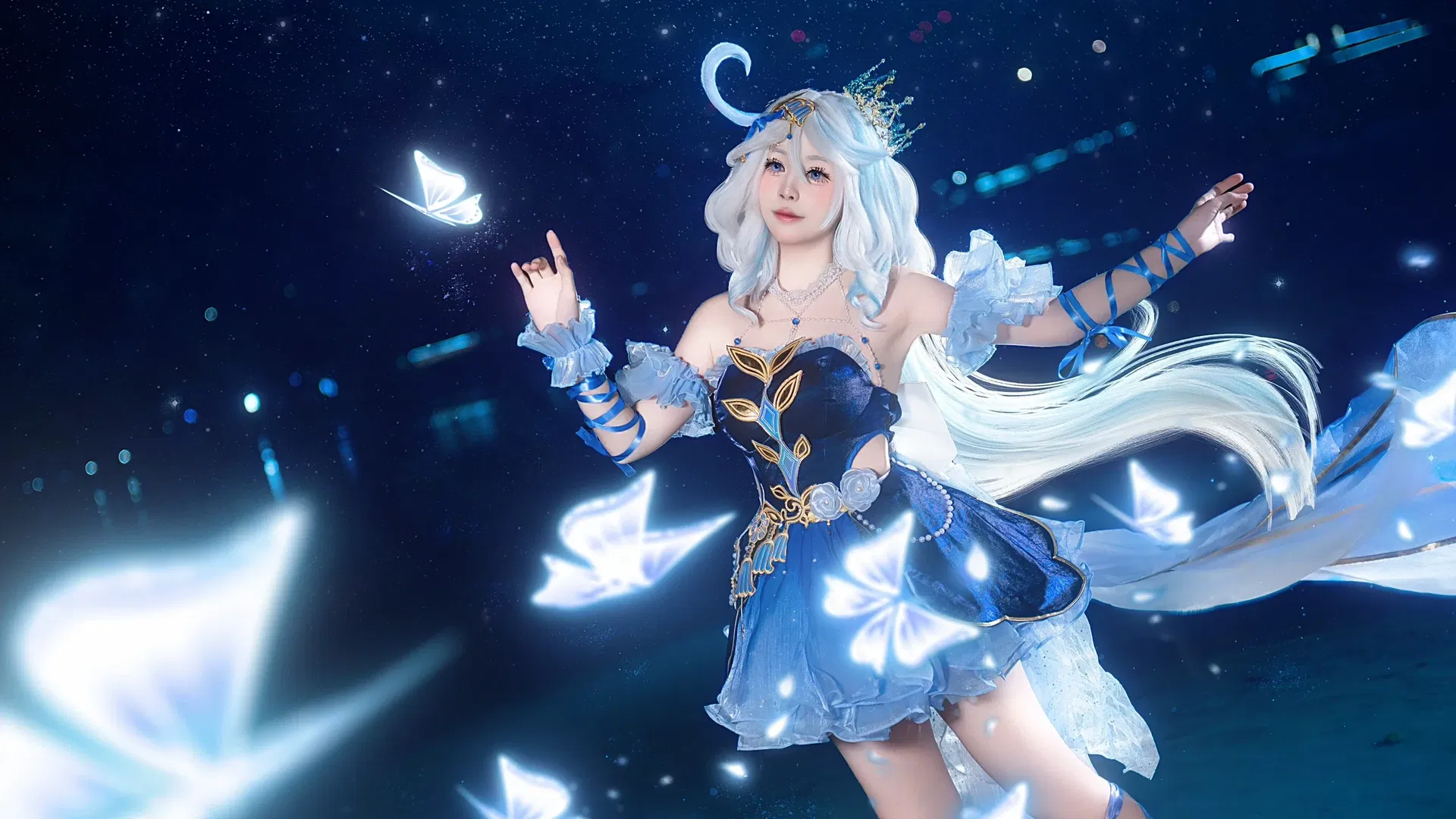 【芙卡洛斯cos】原神星空水面下的铃兰舞裙起舞横图 - 第 3 张