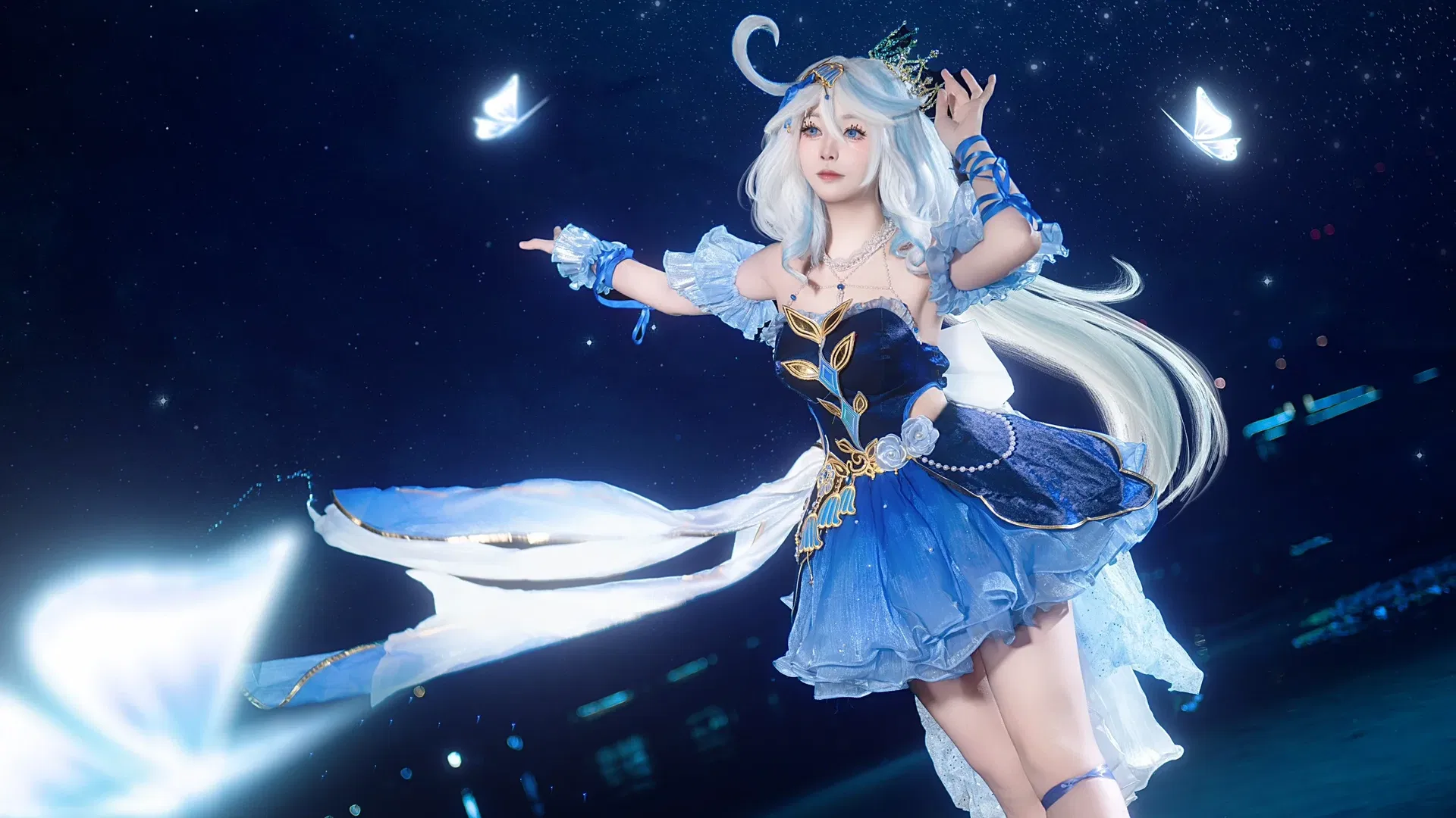 【芙卡洛斯cos】原神星空水面下的铃兰舞裙起舞横图 - 第 4 张