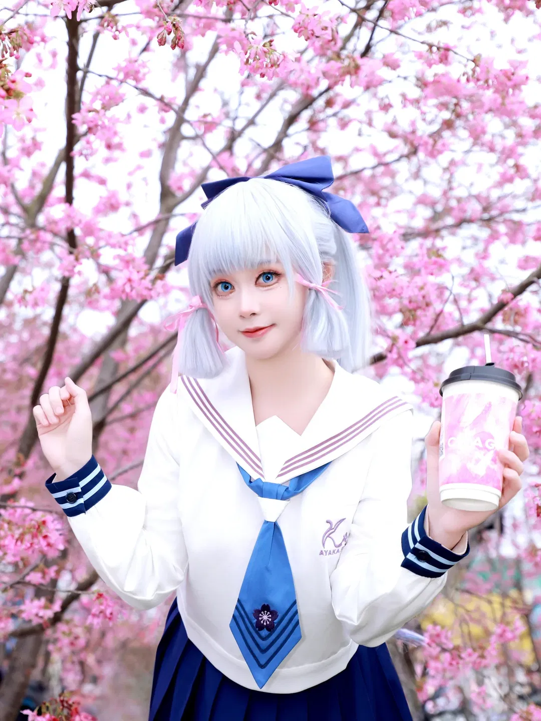 【神里绫华cos】樱花树下的春日水手服 - 第 1 张