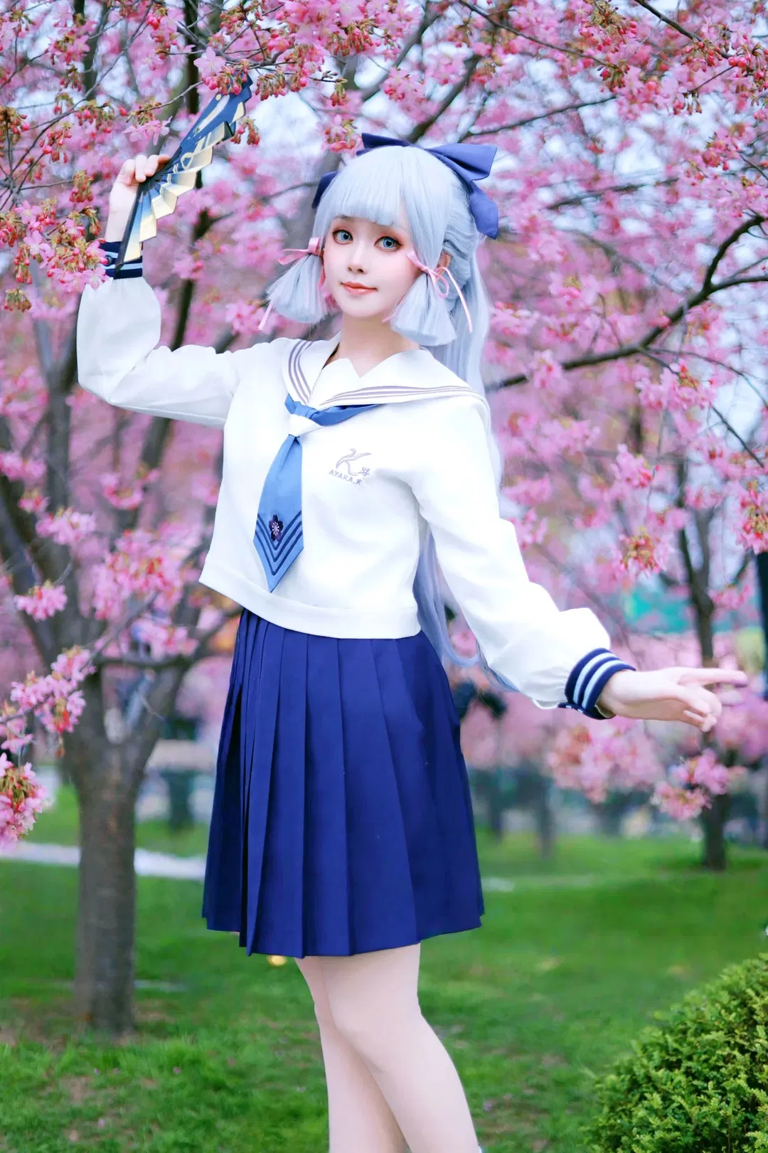 【神里绫华cos】樱花树下的春日水手服 - 第 3 张