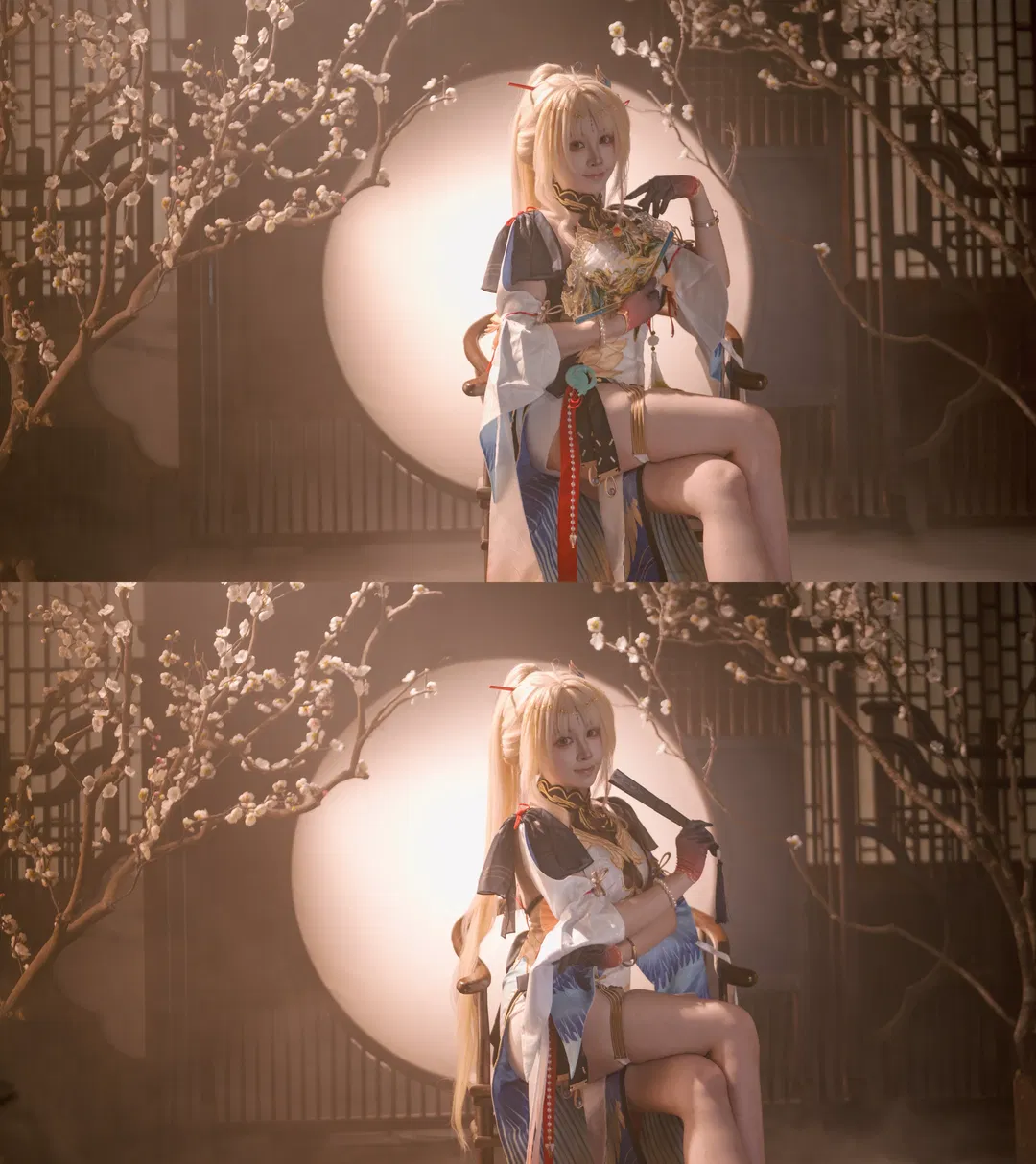 【穗穗cos】鸣潮国风造型，手执折扇坐看云起 - 第 1 张