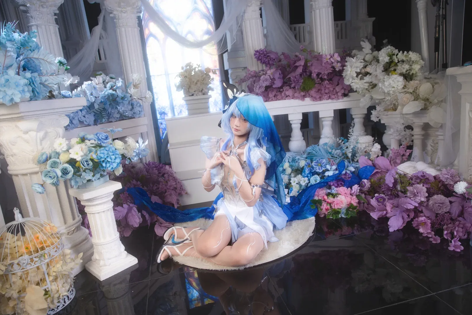 【守岸人cos】鳴潮白藍紗裙，夢幻花海里的清冷氣質 - 第 3 張